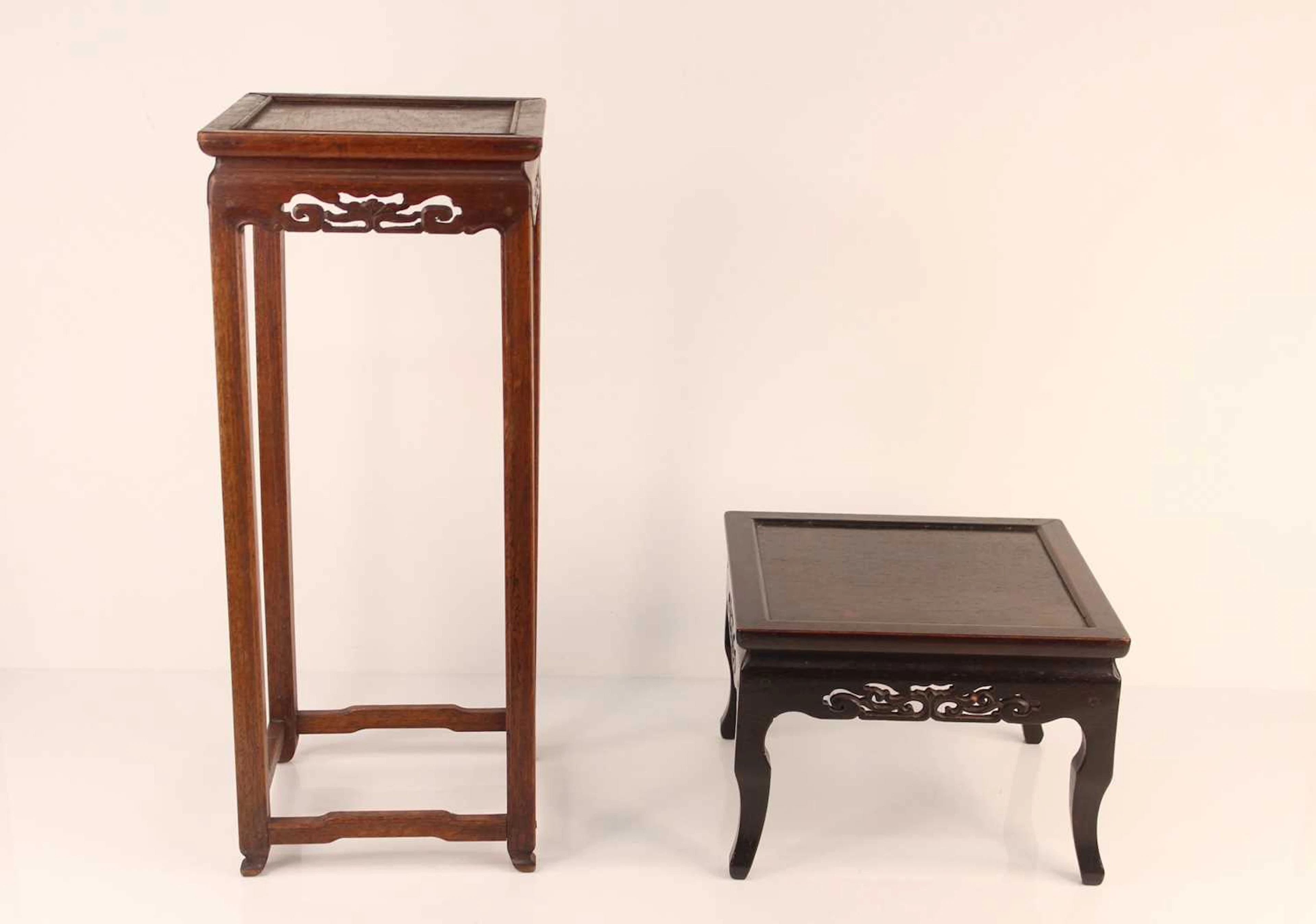 Lot 181 - Two Chinese square wooden display stands