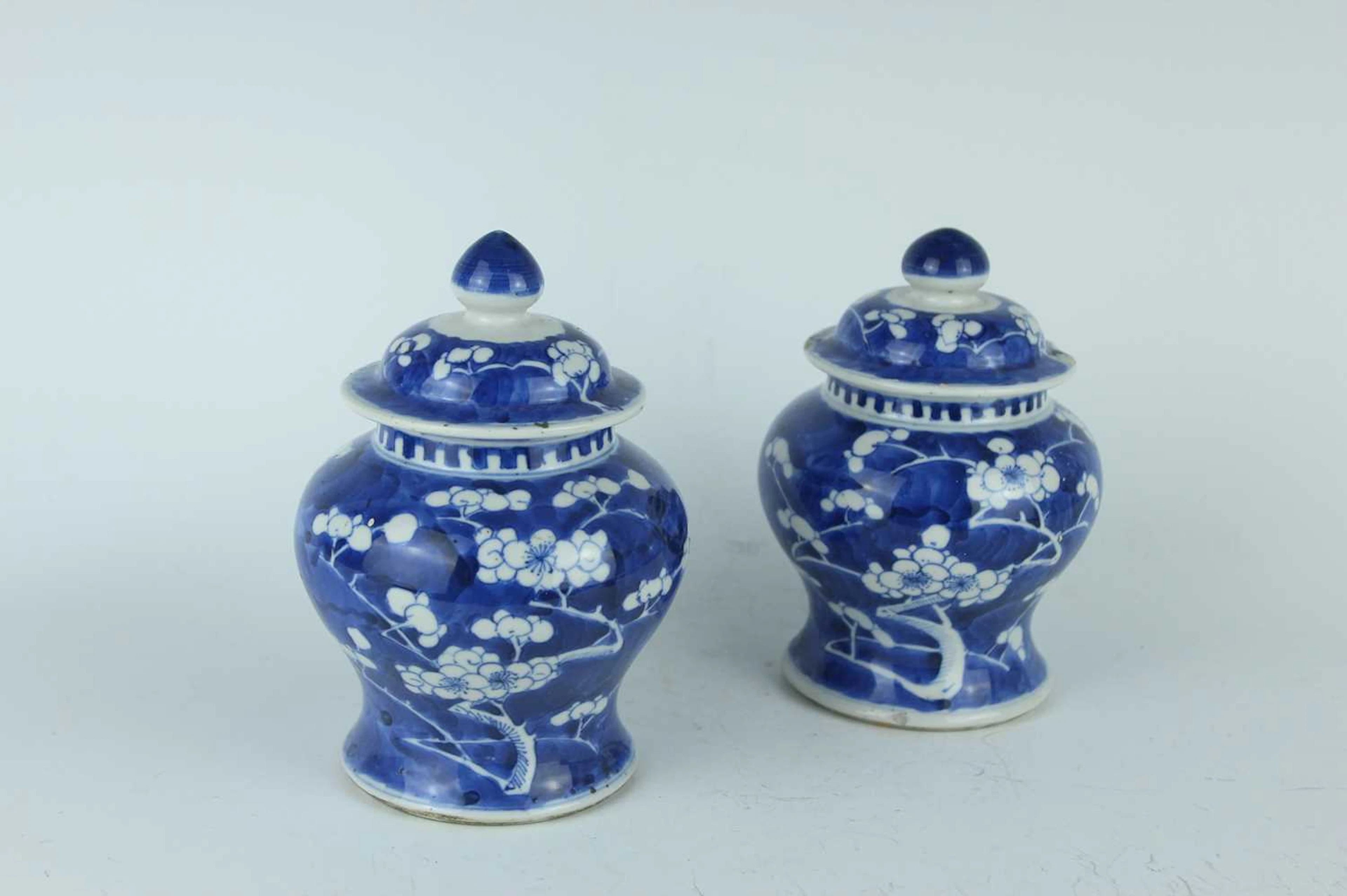 Lot 17 - A pair of Chinese blue and white 'prunus on