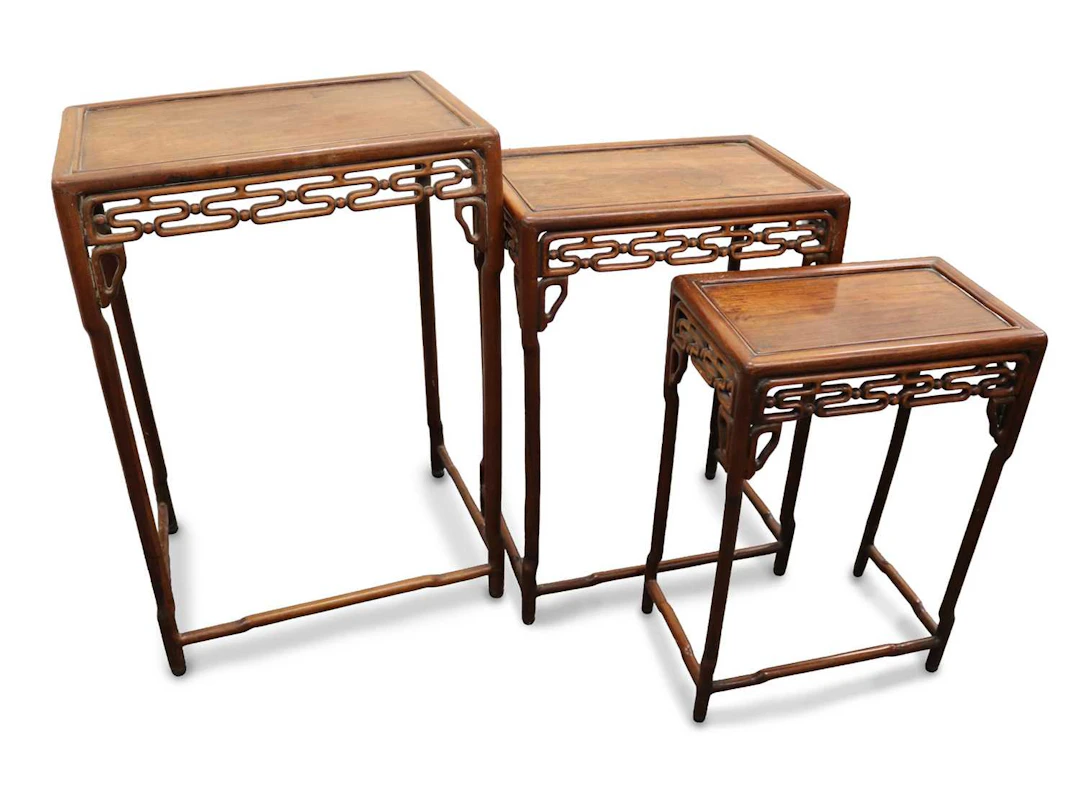 Lot 183 - Three Chinese hardwood side tables or stands