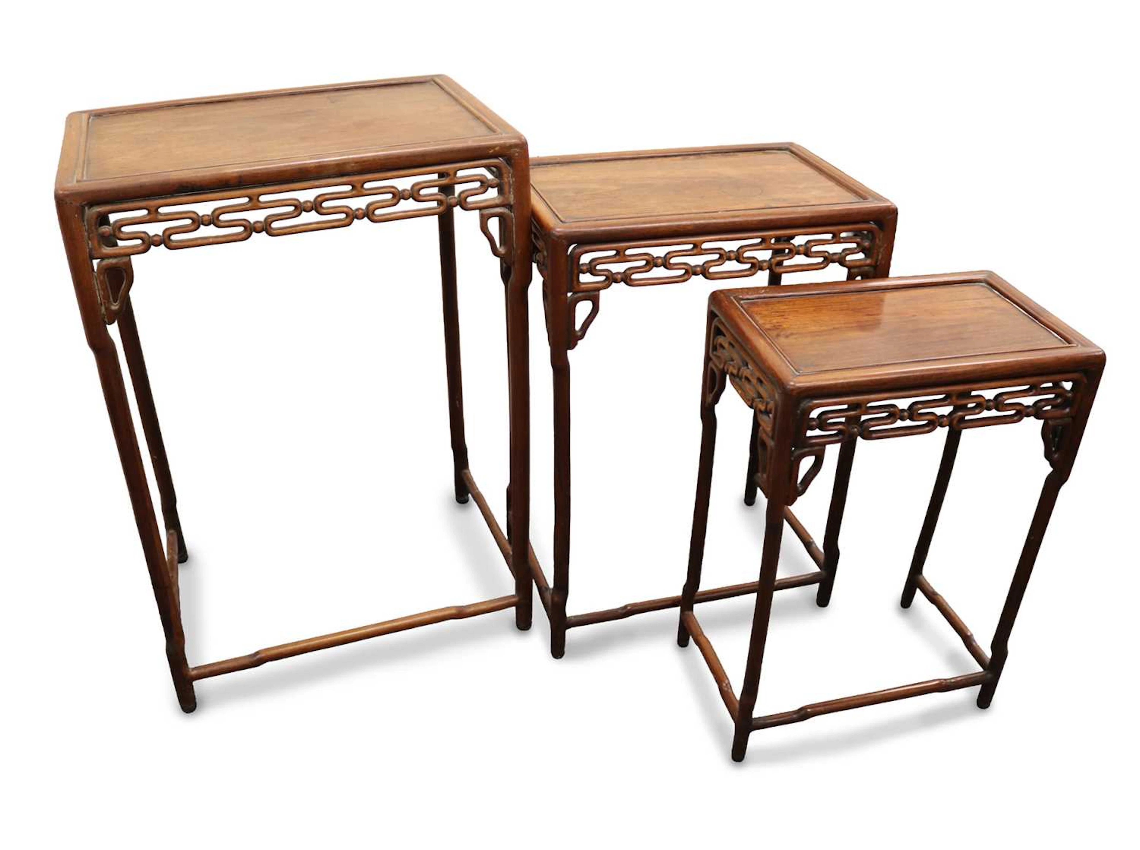 Lot 183 - Three Chinese hardwood side tables or stands