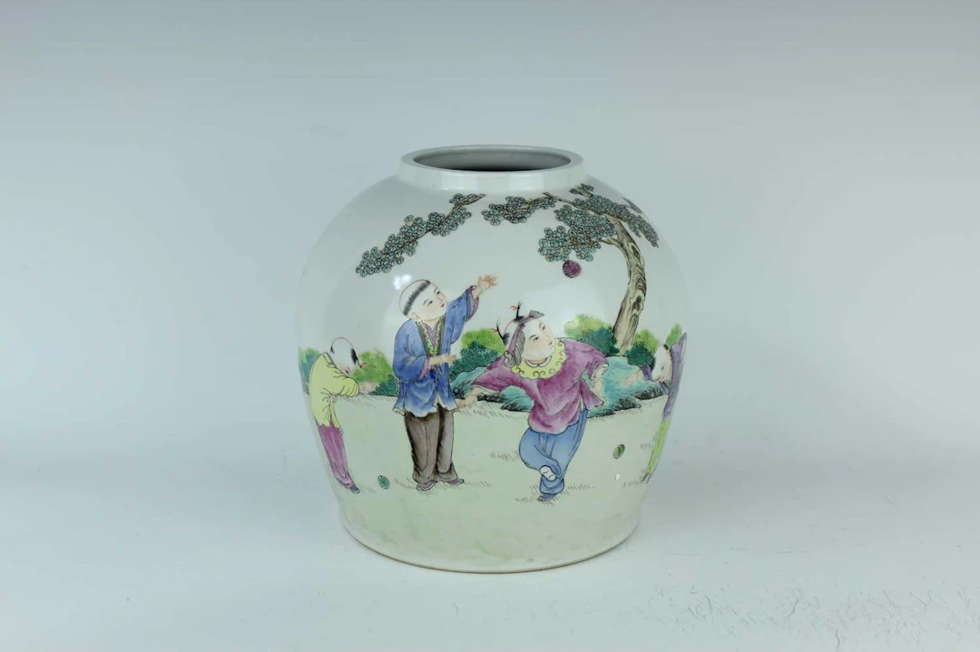 Lot 146 - A Chinese famille rose 'boys at play' jar