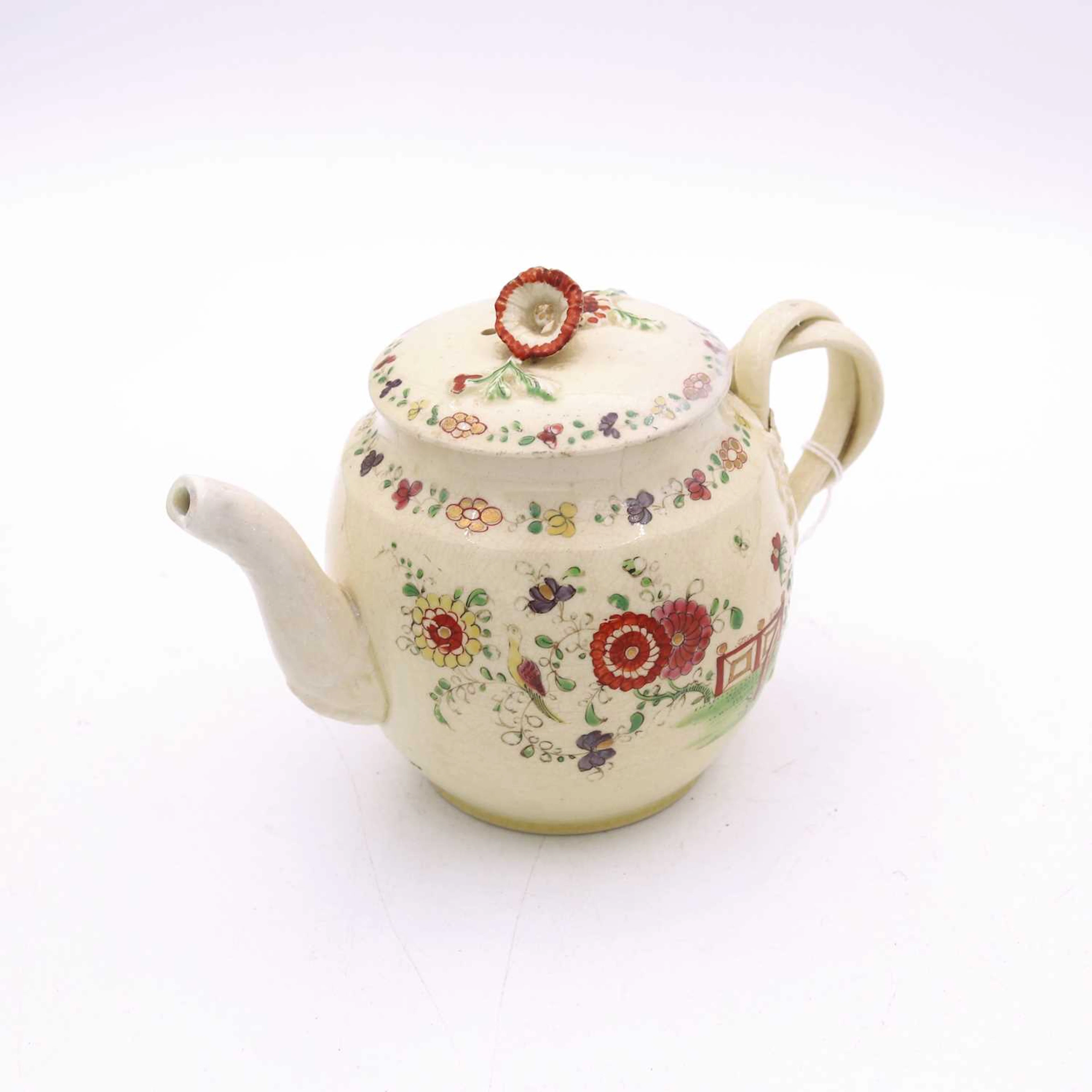 Lot 97 - A Leeds creamware teapot and cover