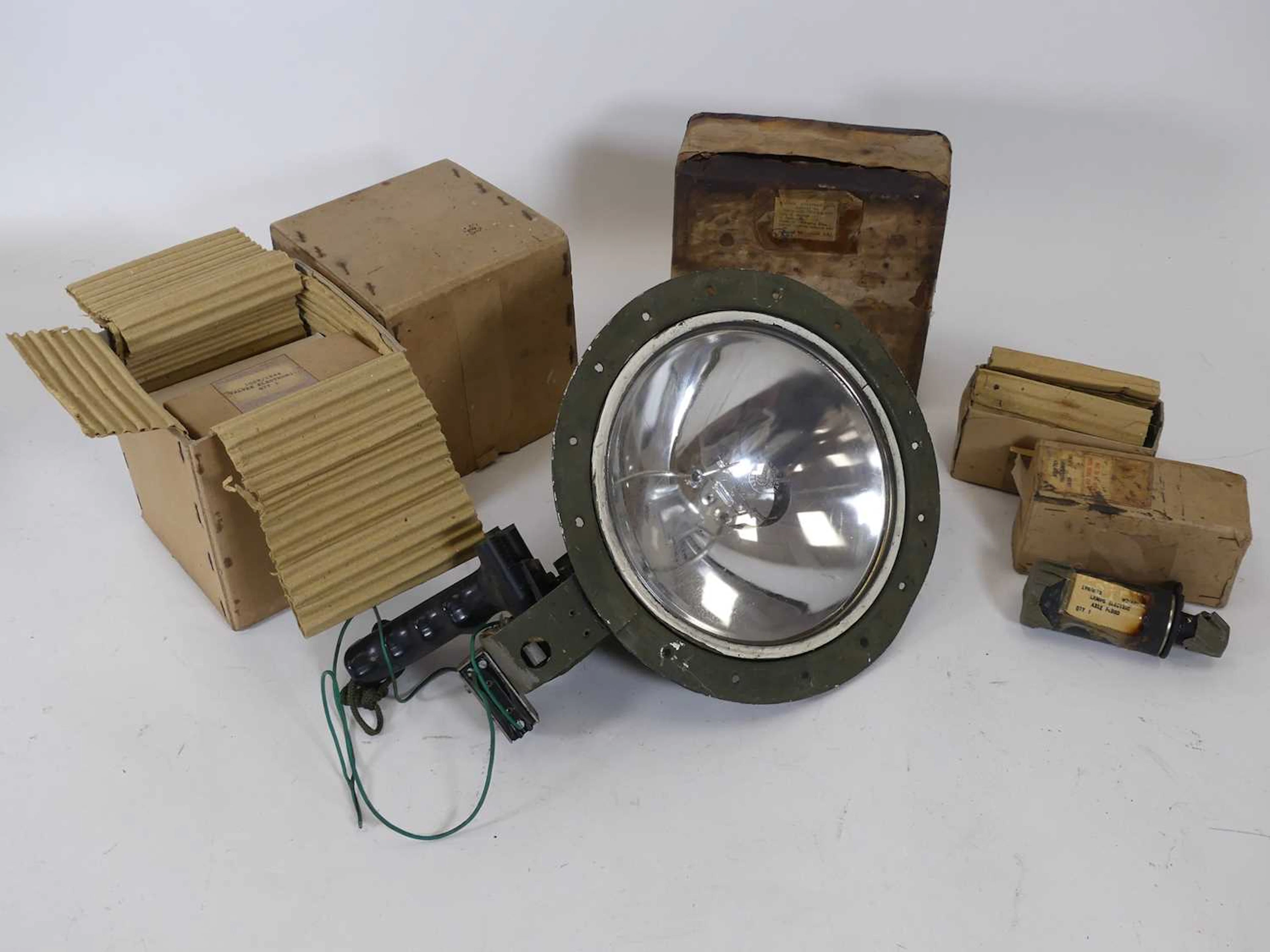 Lot 1141 - A green painted Aircraft Landing lamp with