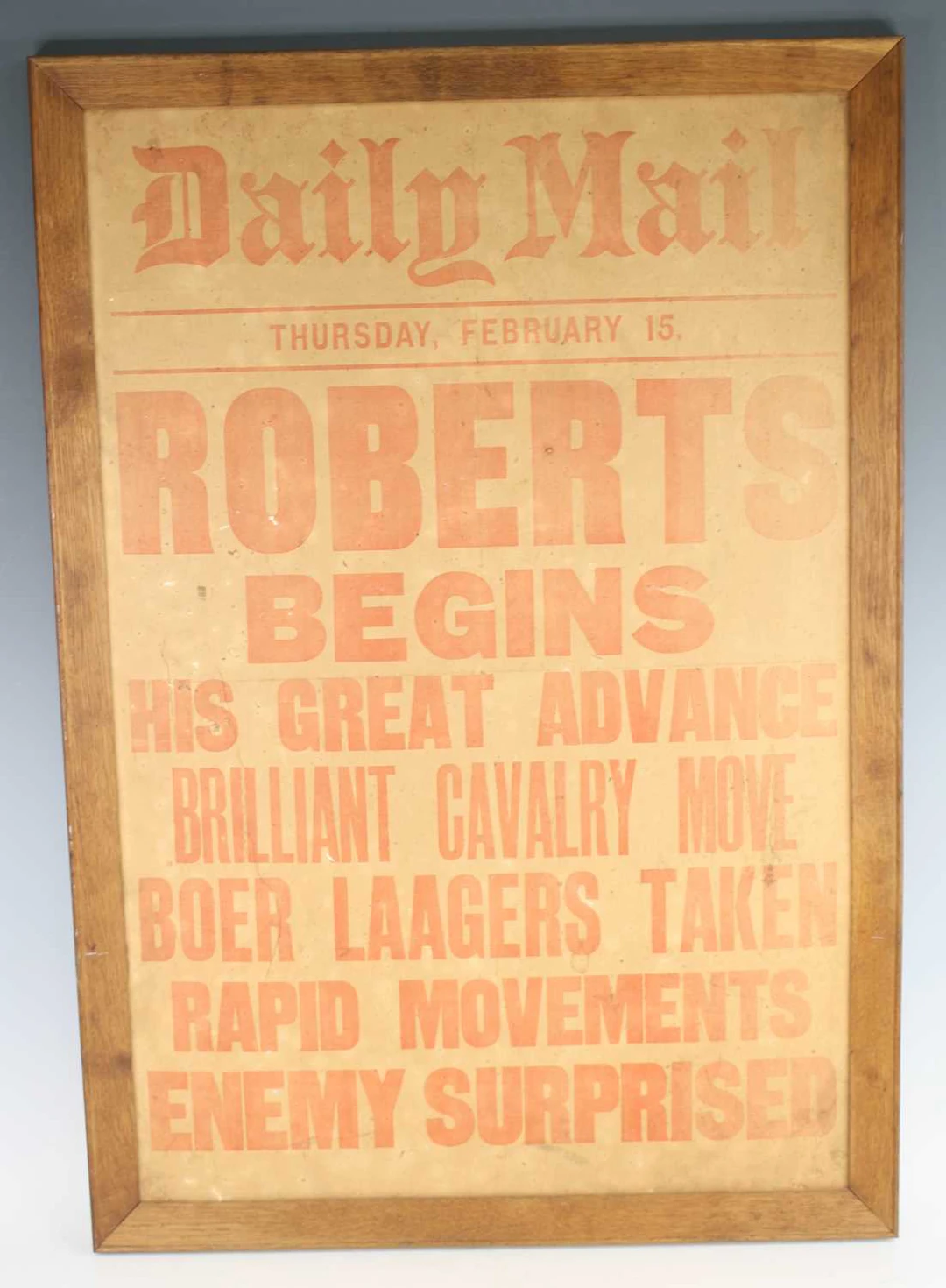 Lot 1030 - A Boer War news placard for the Daily Mail