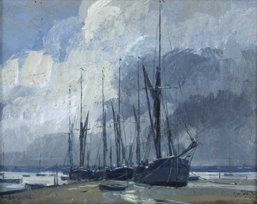 Lot 7 - Cavendish Morton (1911-2015) - Barges lying on