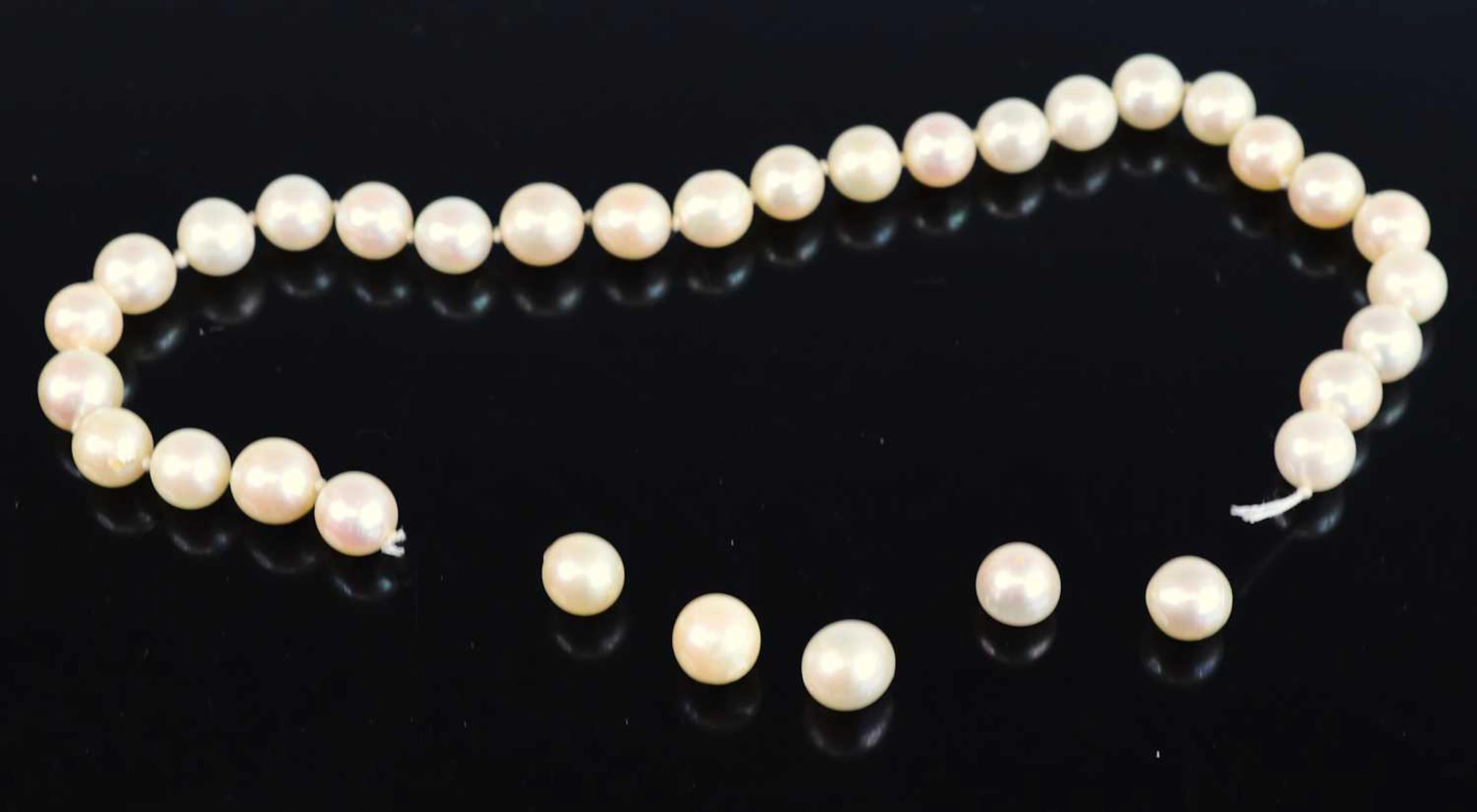 Lot 344 - A single knotted string of Akoya pearls