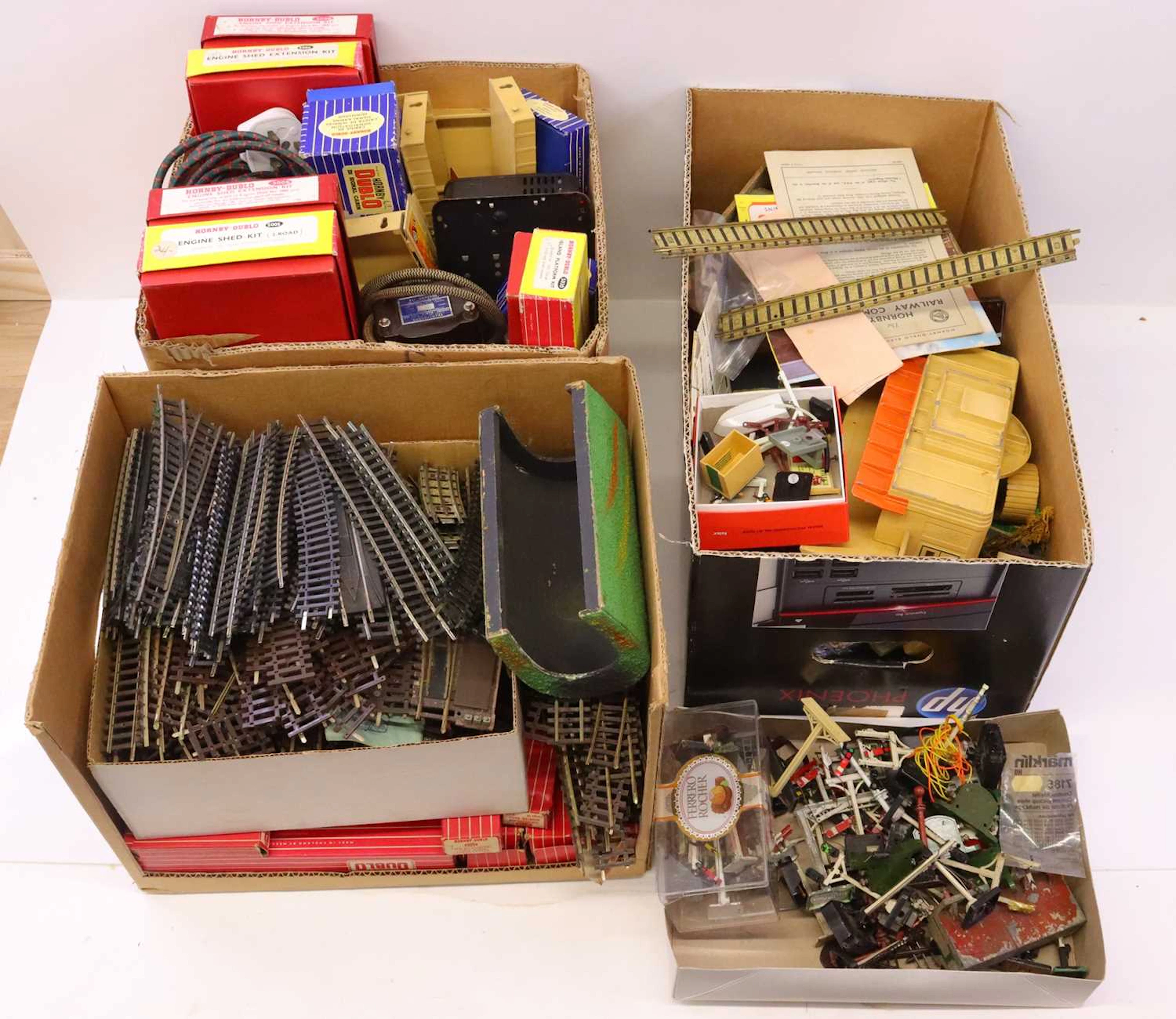 Lot 376 - Three boxes containing various Hornby Dublo