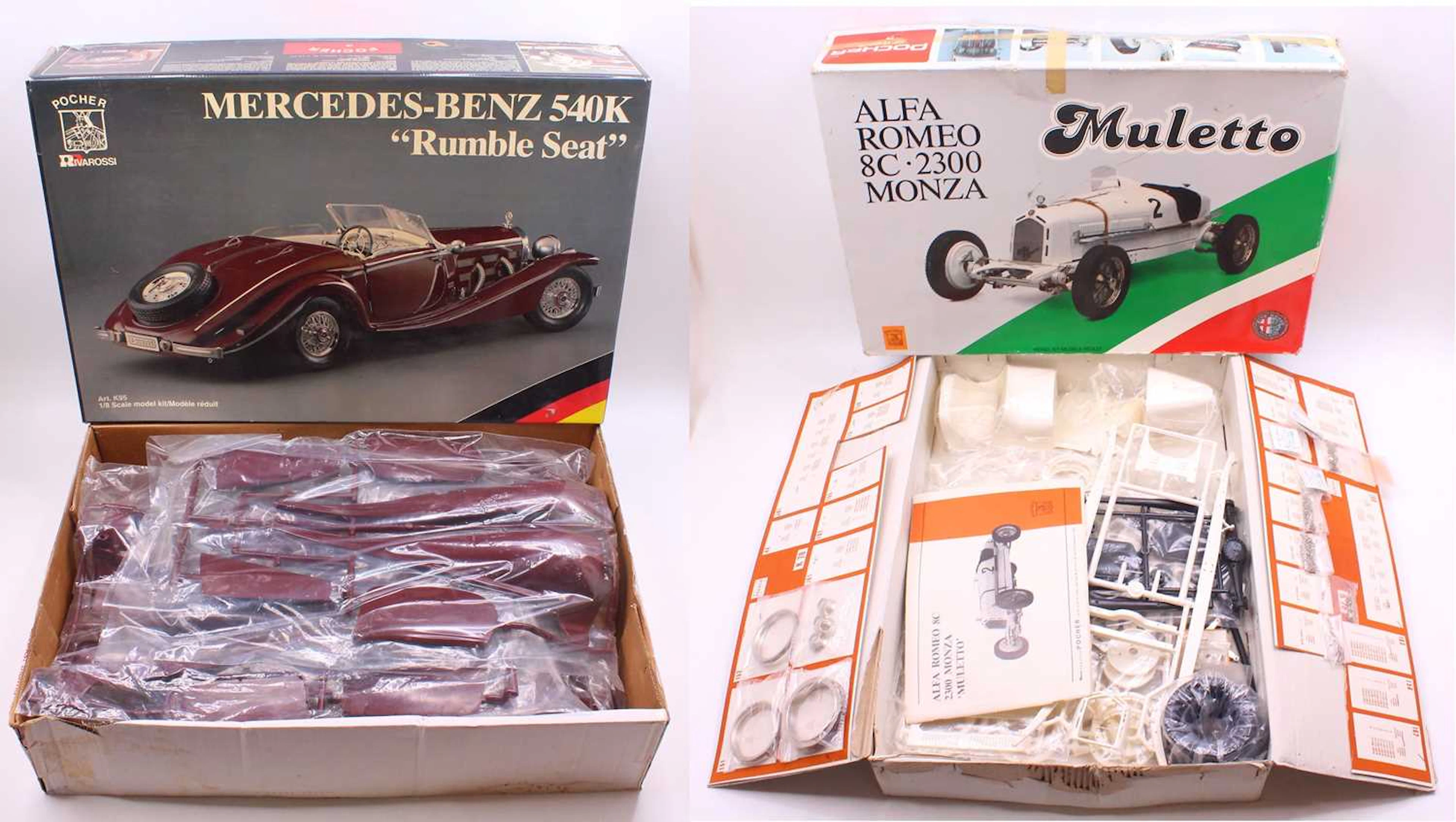 Lot 828 - Pocher 1/8 scale group of 2 white metal and