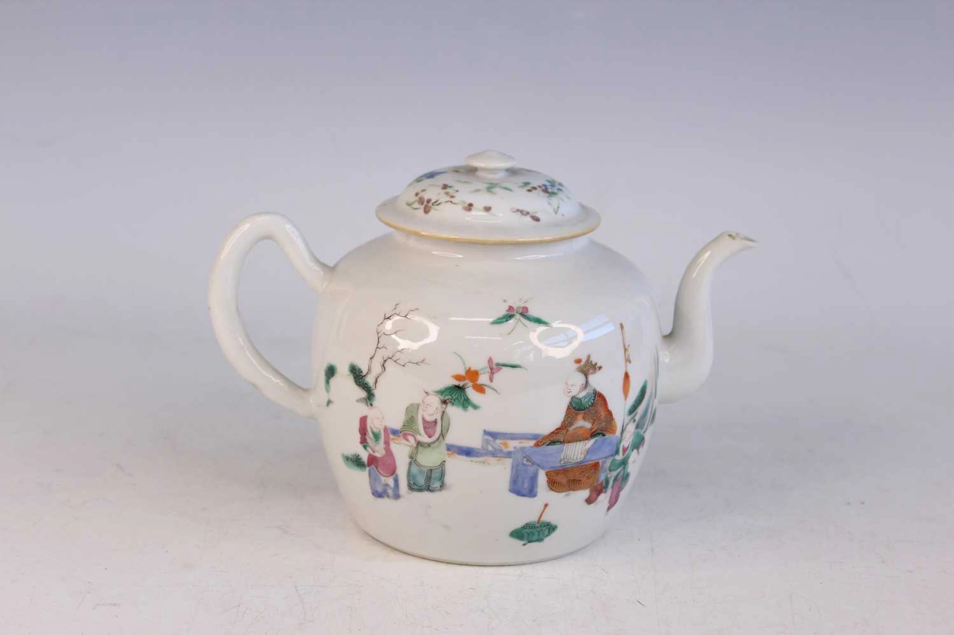 Lot 127 - A Chinese famille rose figural teapot and
