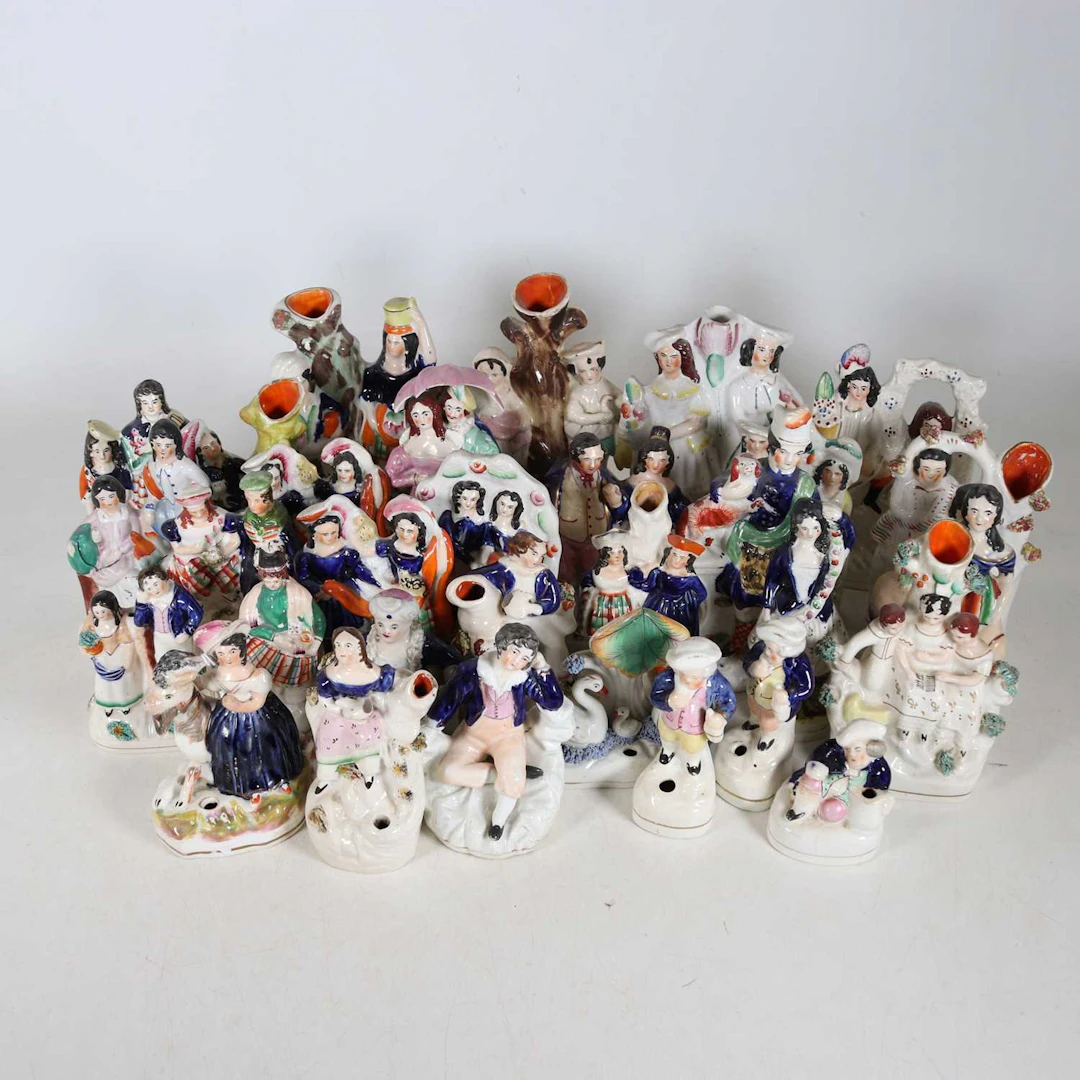 Lot 136 - A collection of Staffordshire pottery