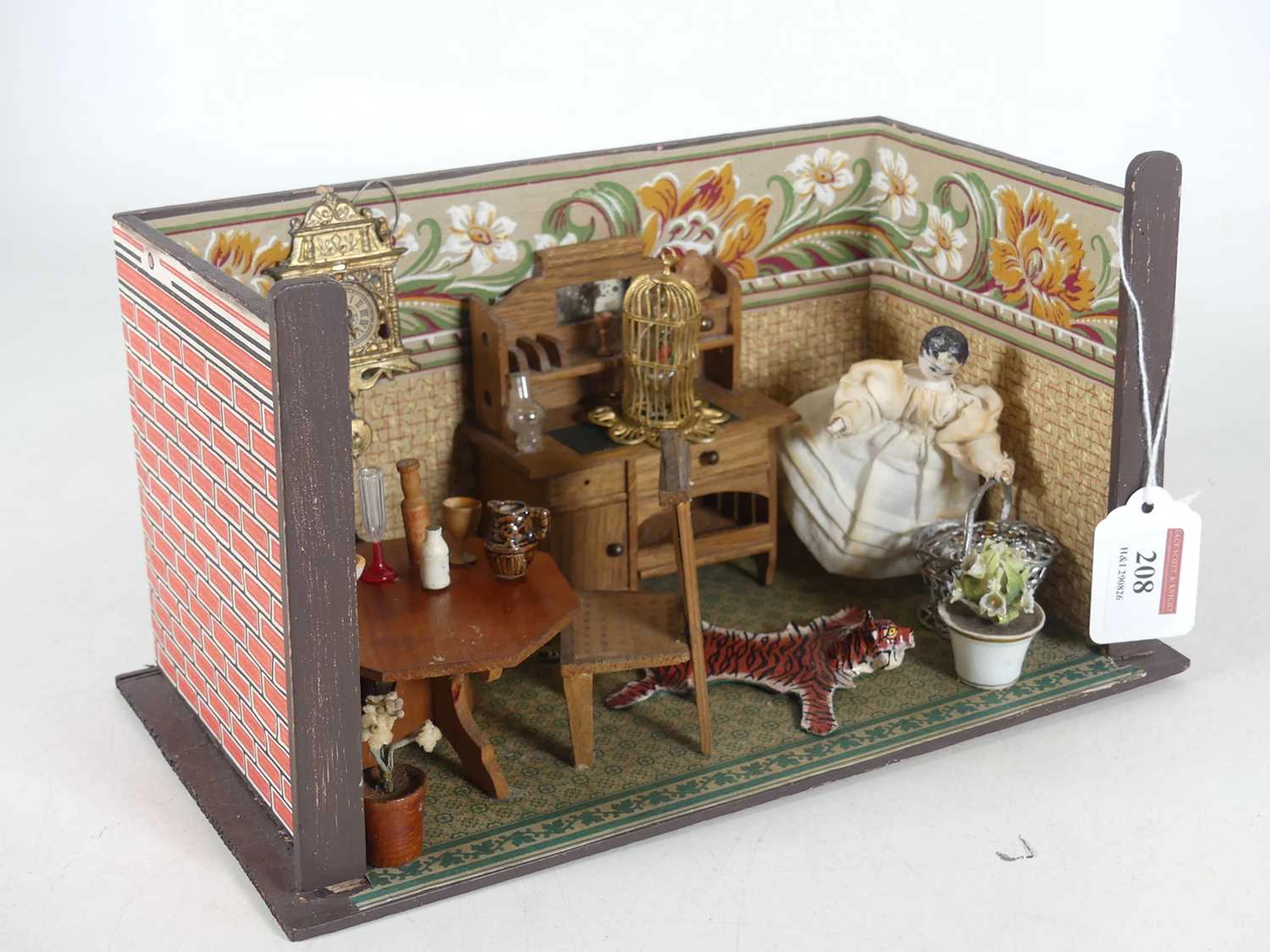 Lot 208 - A doll's house kitchen diorama, featuring a