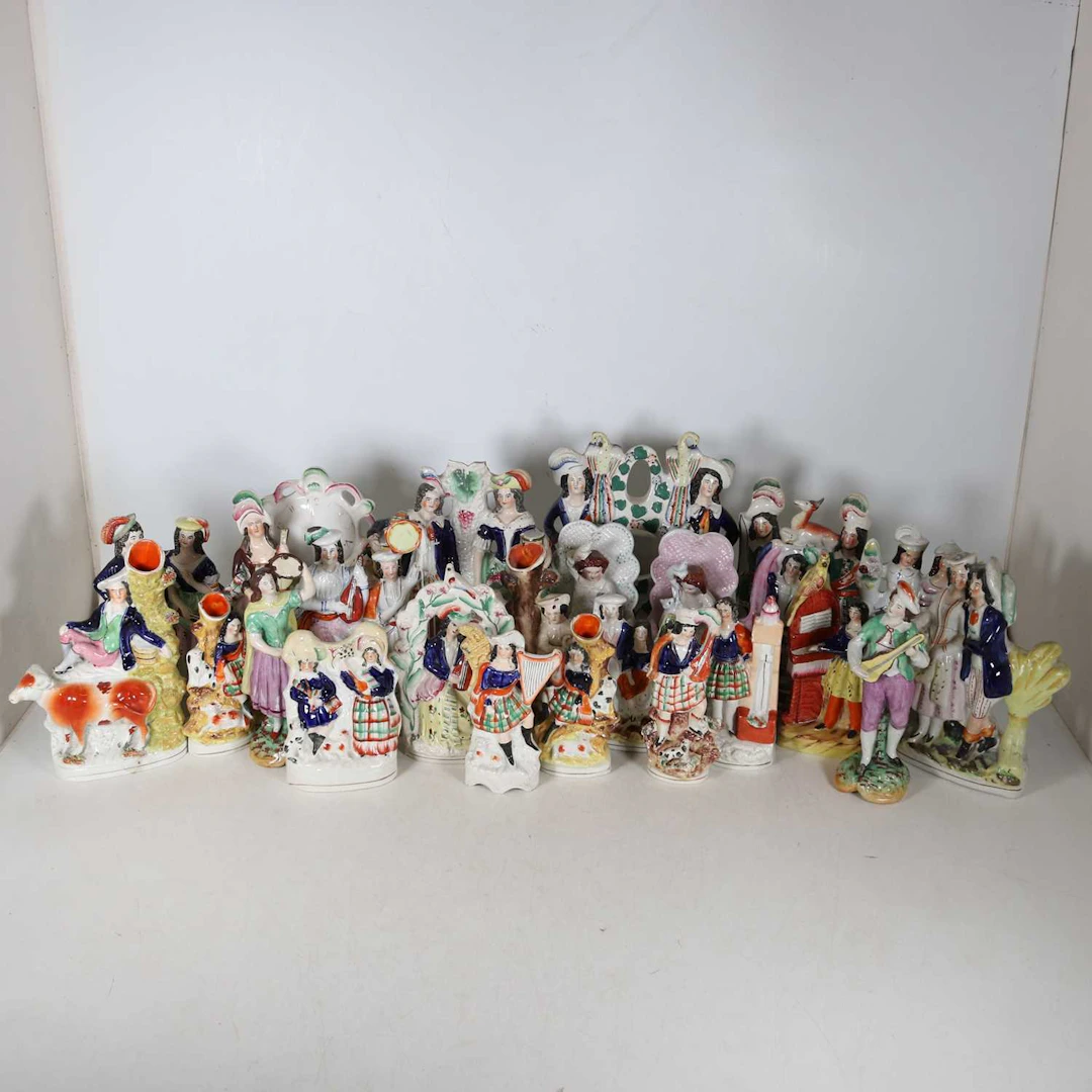 Lot 138 - A collection of Staffordshire pottery