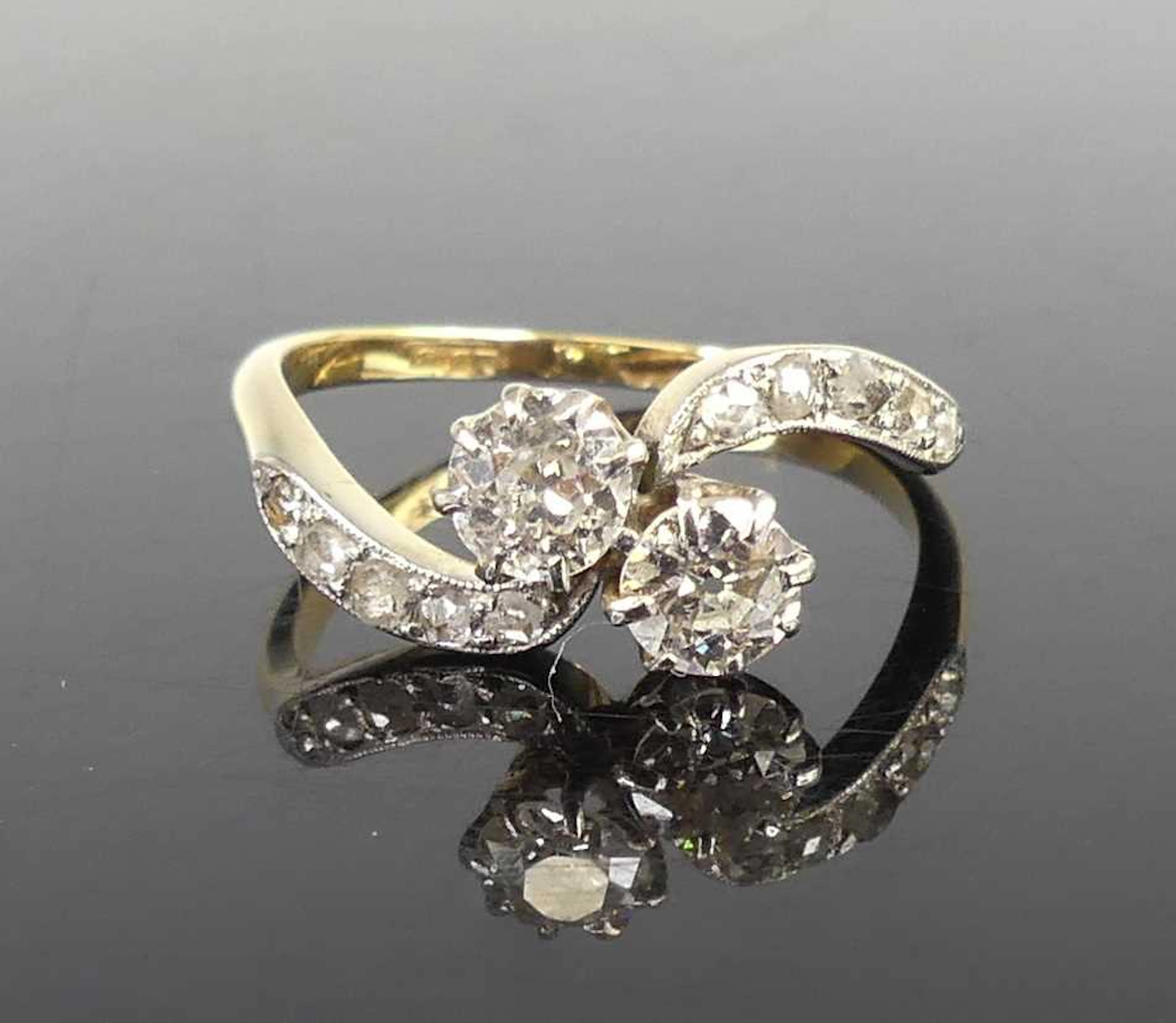 Lot 2678 - A yellow and white metal diamond Toi et Moi
