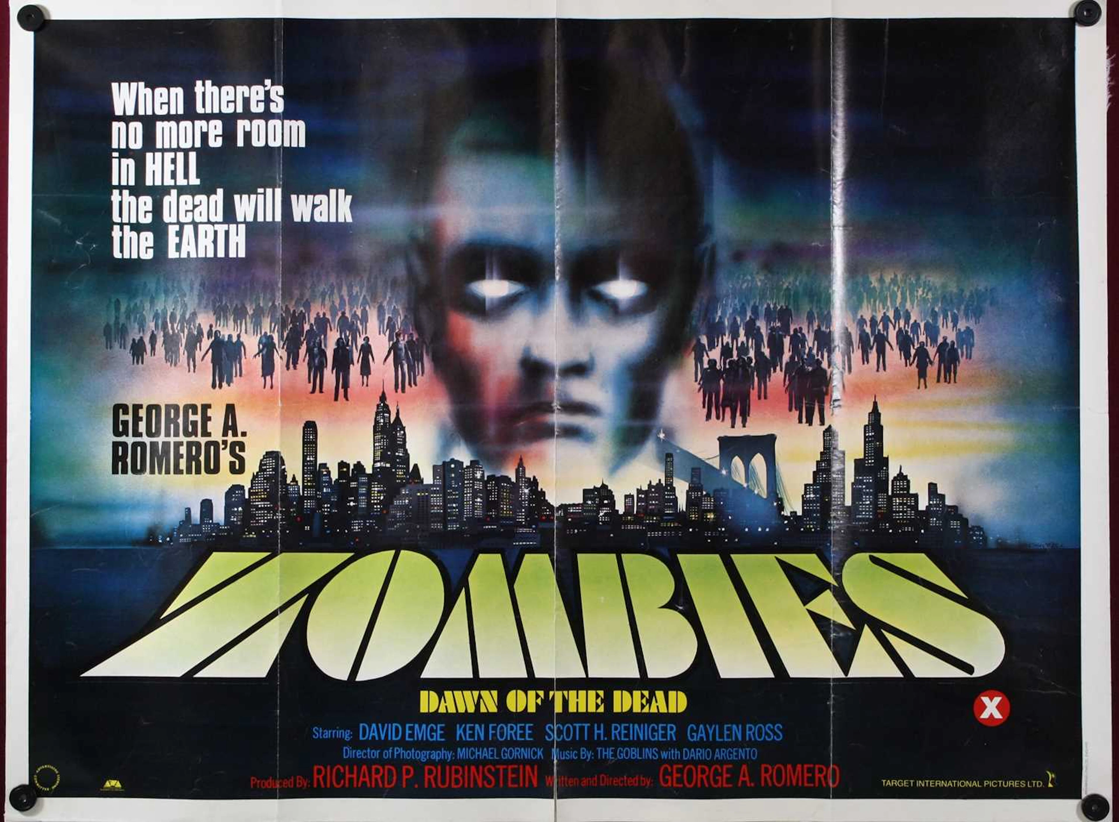 Zombies Dawn of the Dead, 1978, UK quad film poster