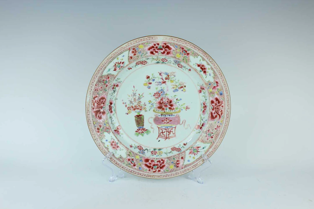 Lot 136 - A large Chinese famille rose floral dish