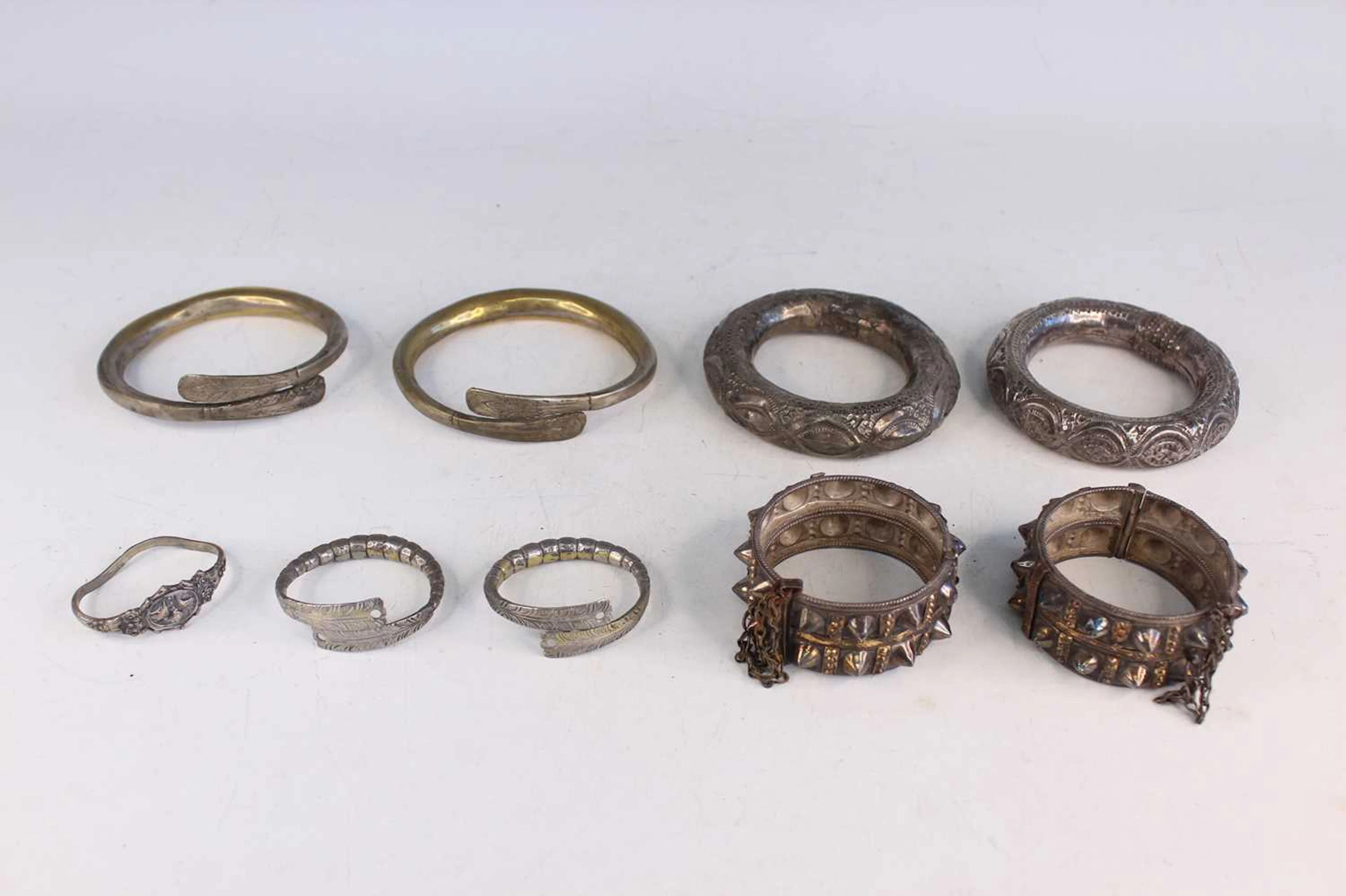 Lot 216 - Four Pairs of Indian Bronze and White Metal