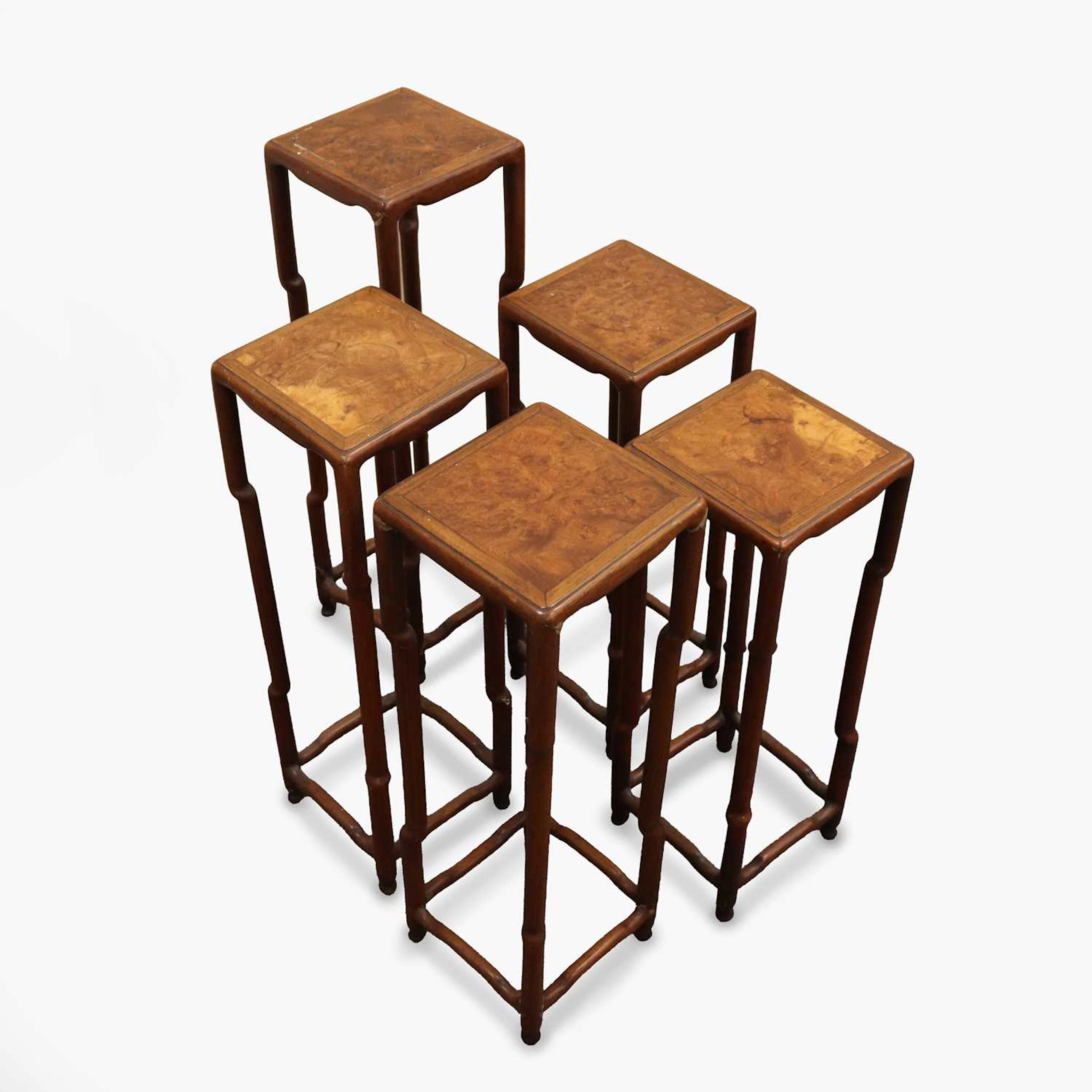 Lot 182 - Five Chinese hardwood square slender display