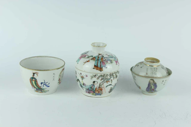 Lot 154 - Three Chinese famille rose porcelain figural