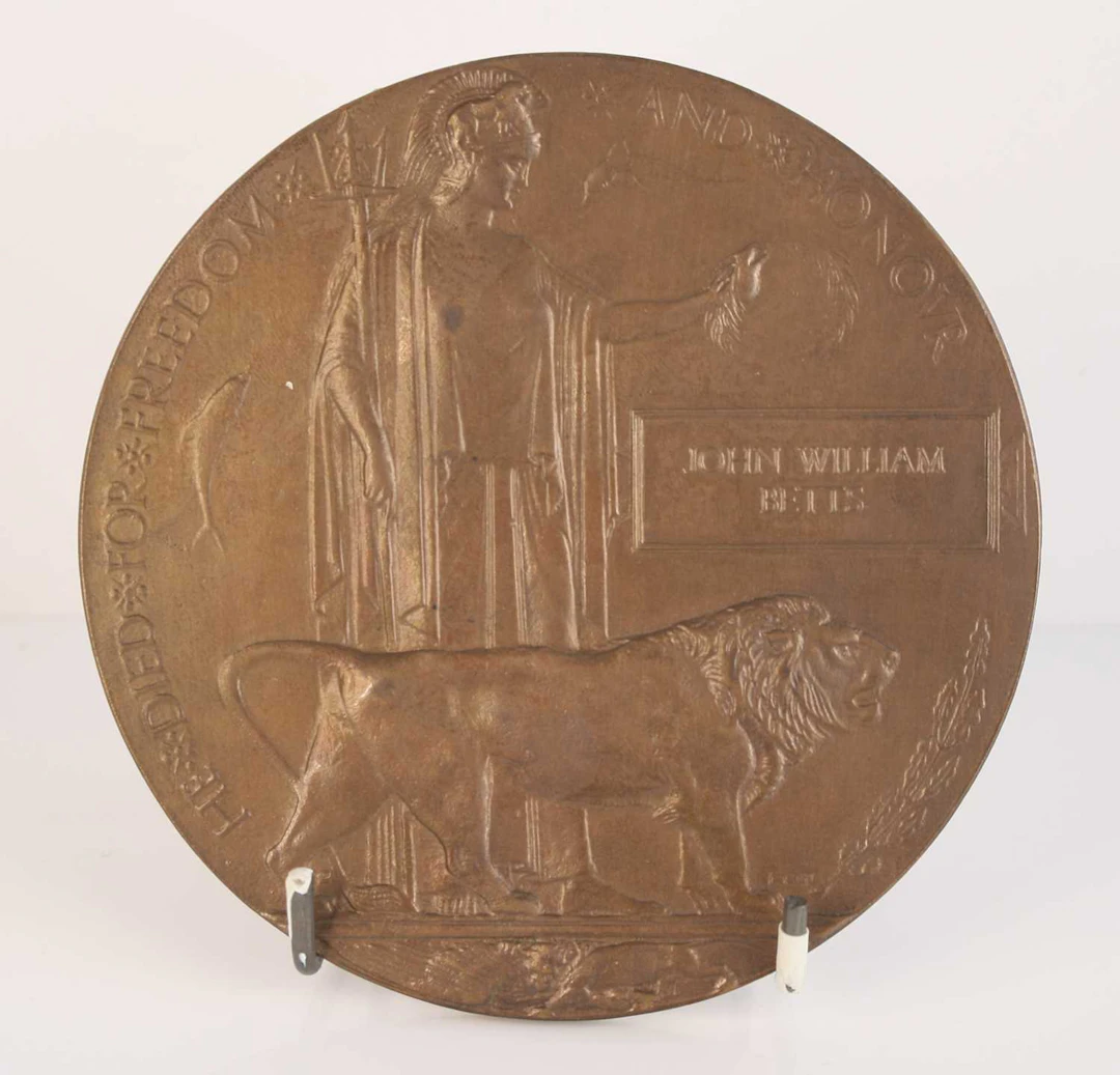 Lot 1201 - A WW I bronze memorial plaque, naming