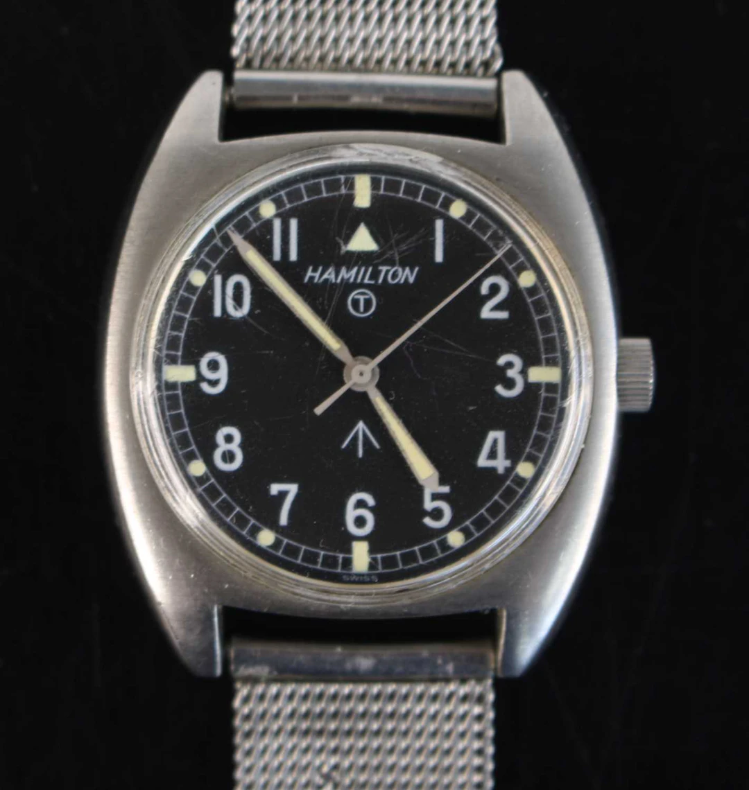 Lot 1182 - A Hamilton military issue steel cased