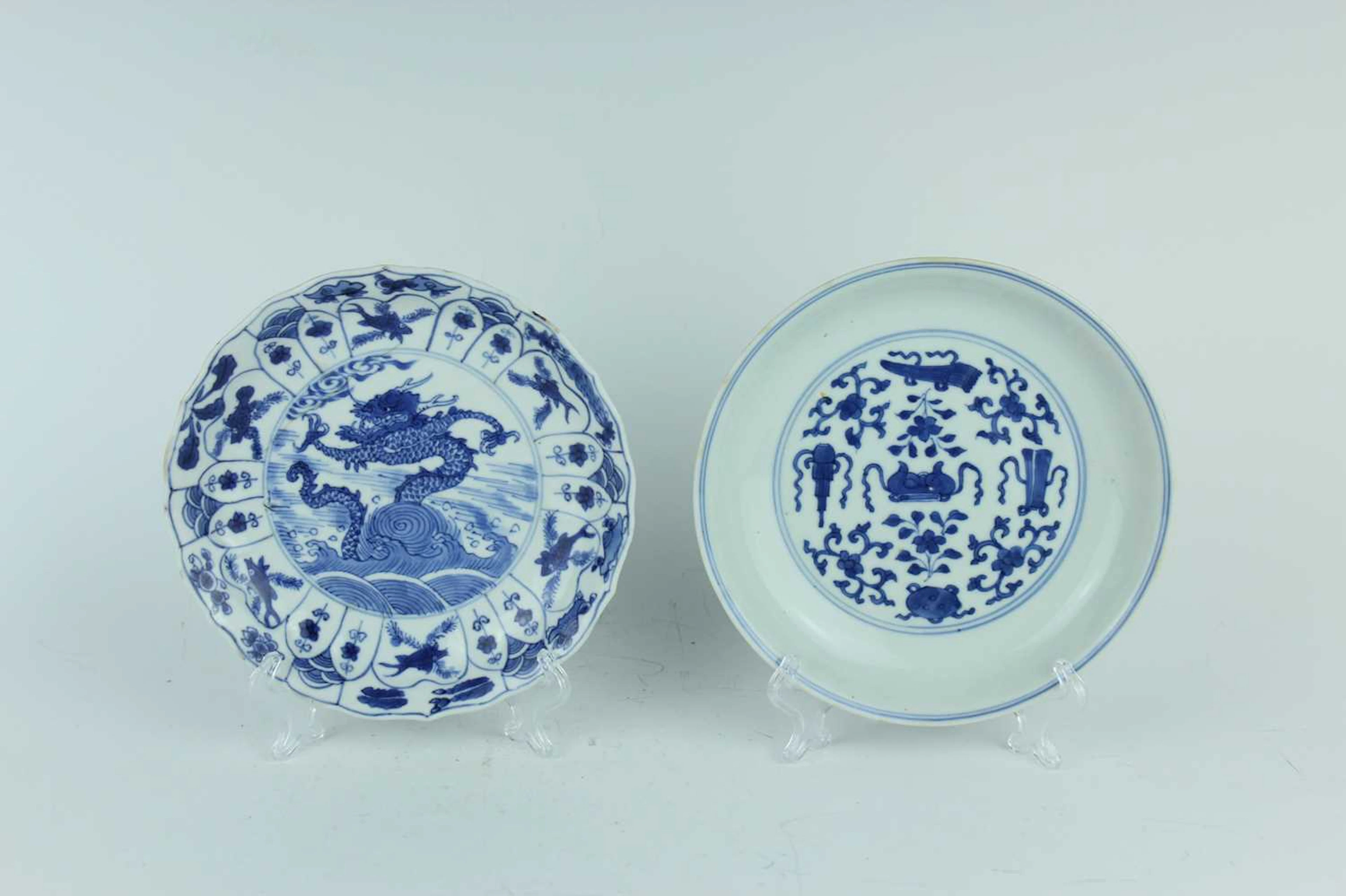 Lot 7 - Two Chinese blue and white dishes, Qing