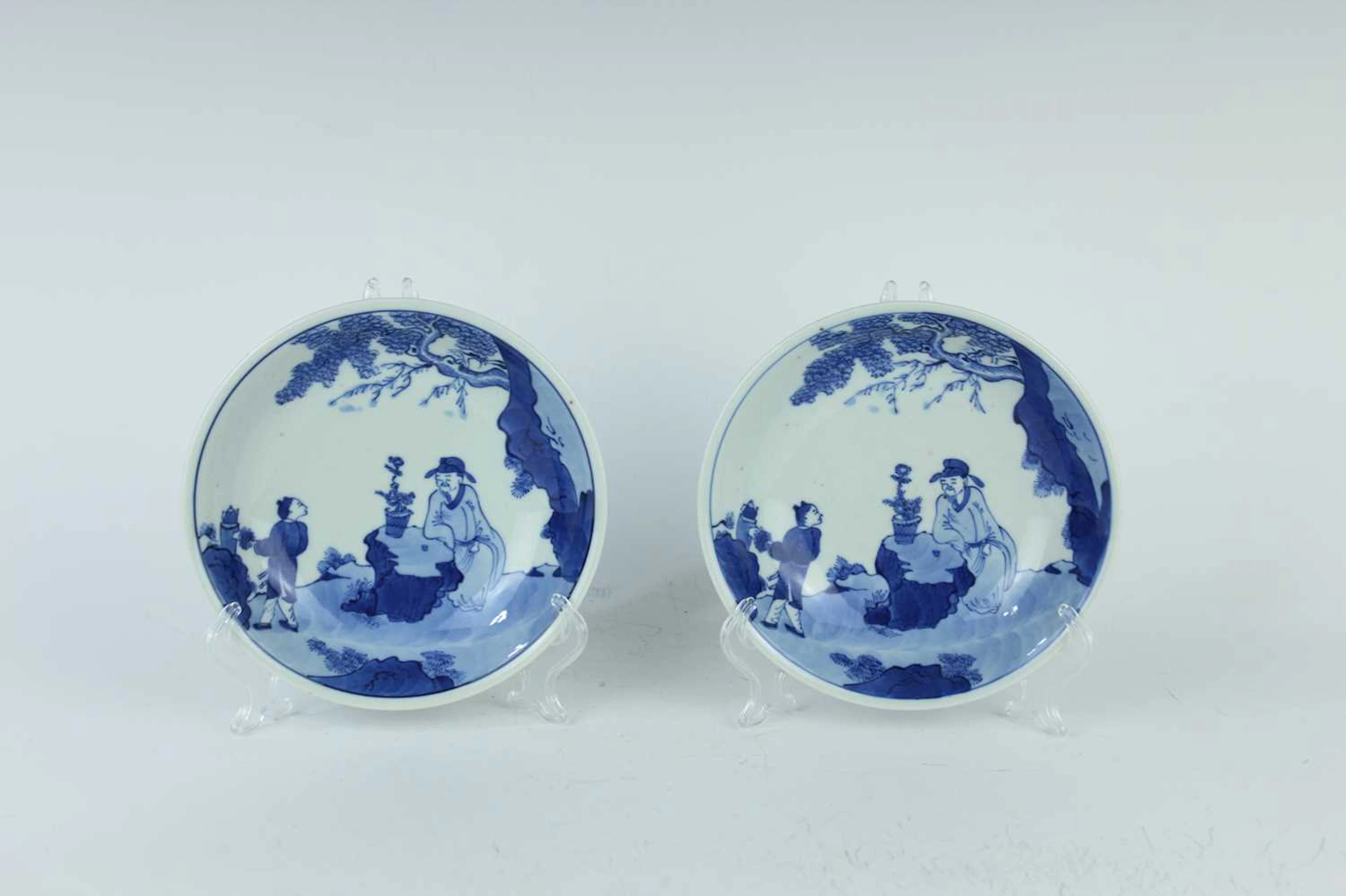 Lot 6 - A pair of Chinese blue and white figural