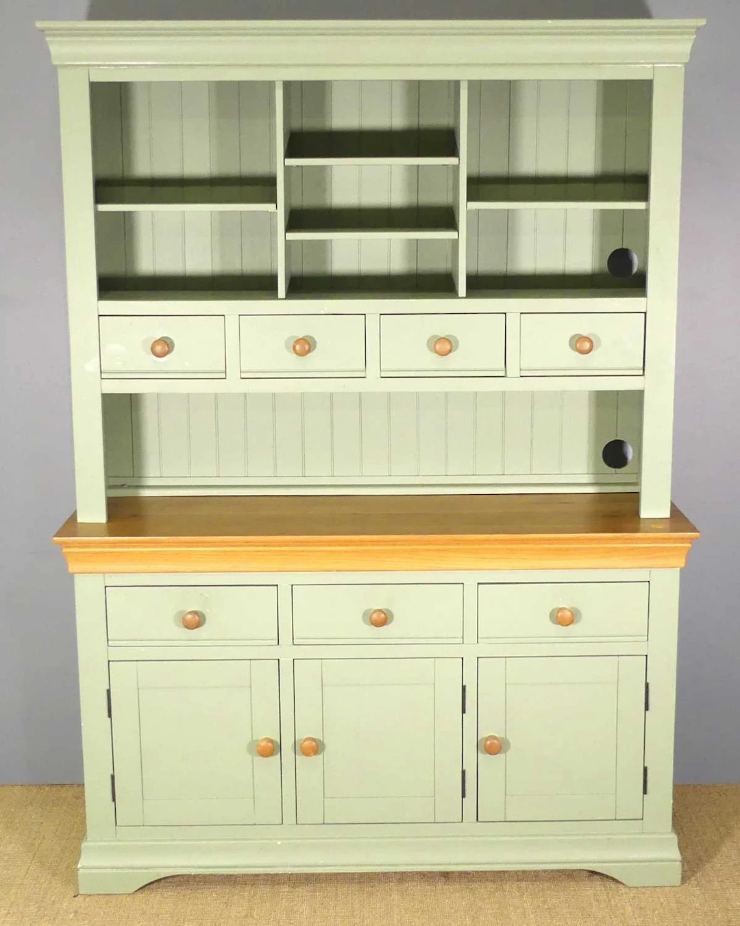 Lot 592 - A contemporary blond oak and sage-painted
