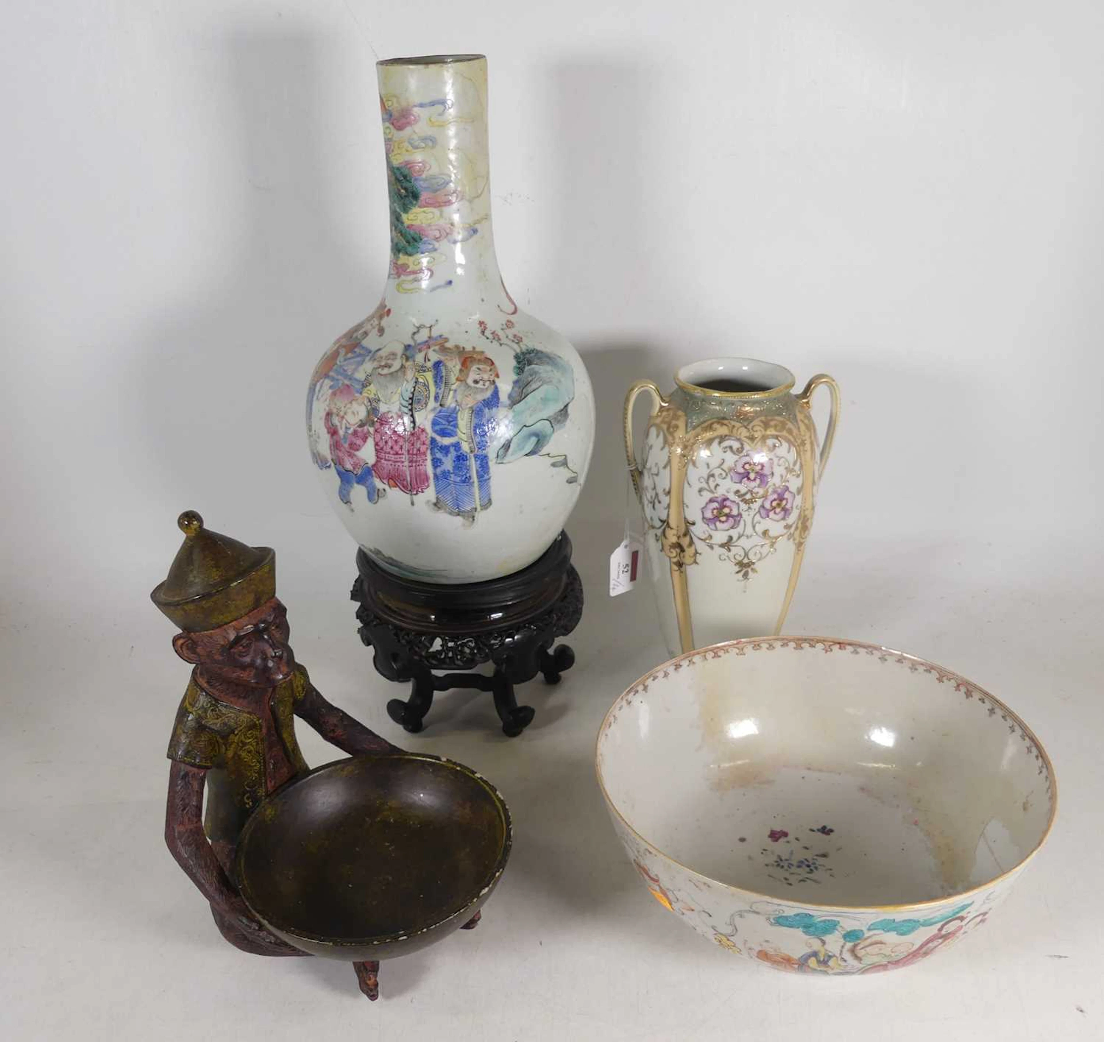 Lot 52 - A 19th century Chinese porcelain vase, enamel