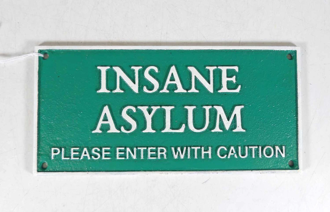Lot 45 - A reproduction painted metal Insane Asylum