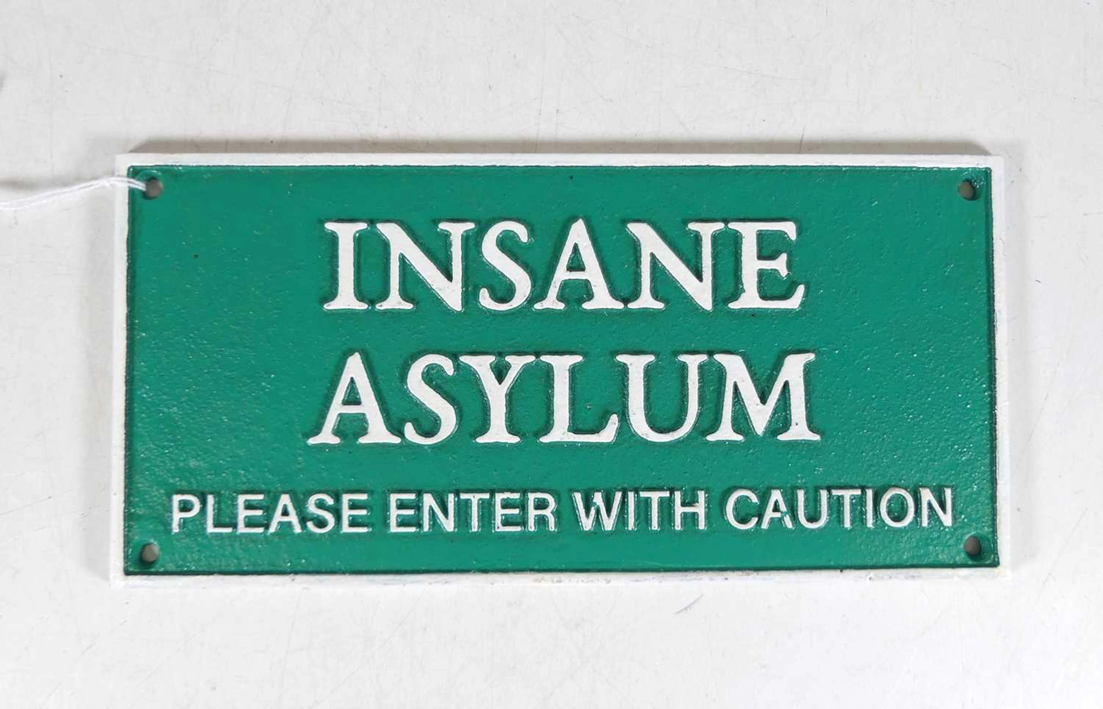 Lot 45 - A reproduction painted metal Insane Asylum