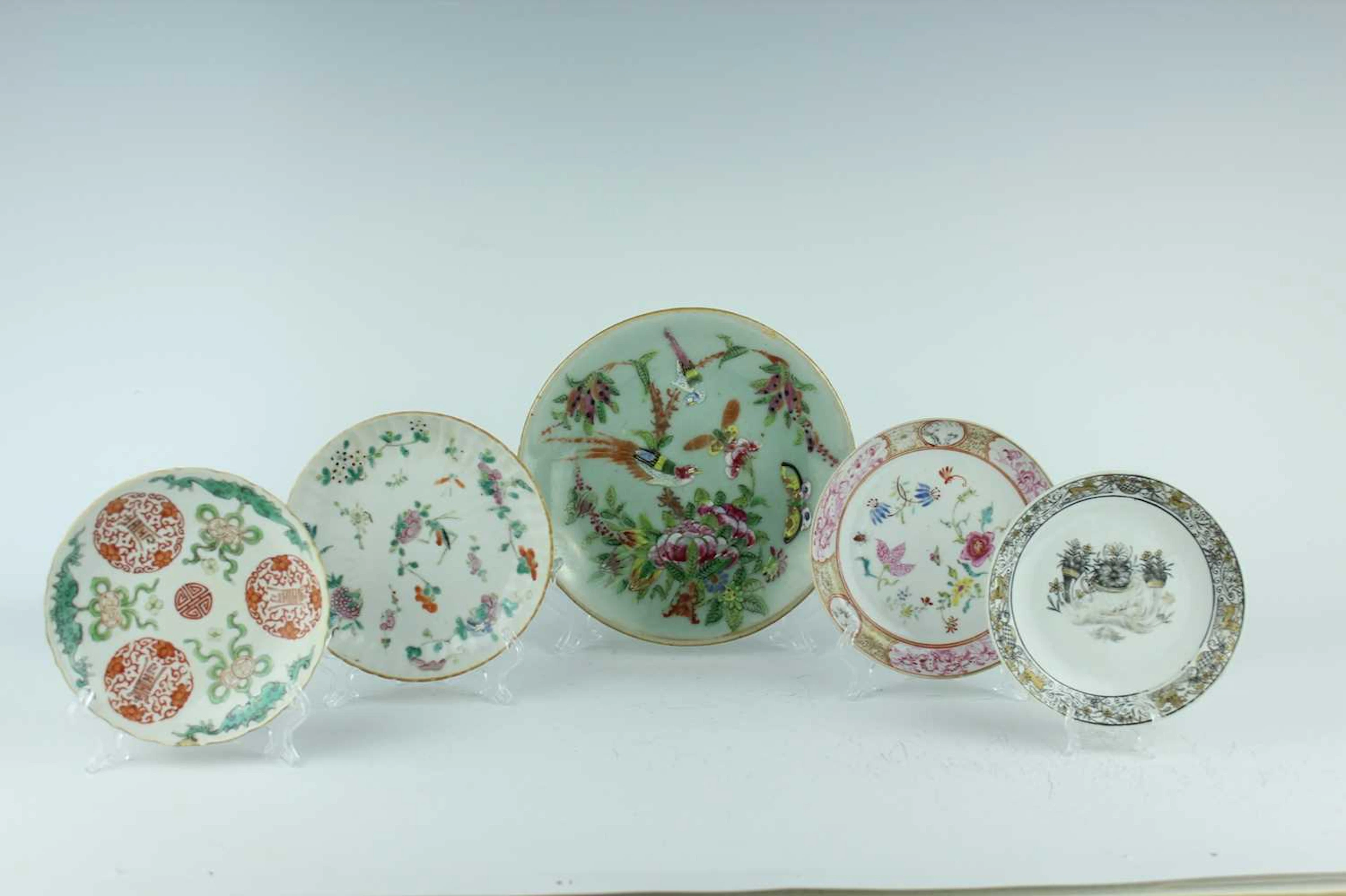 Lot 139 - Five Chinese famille rose floral-decorated