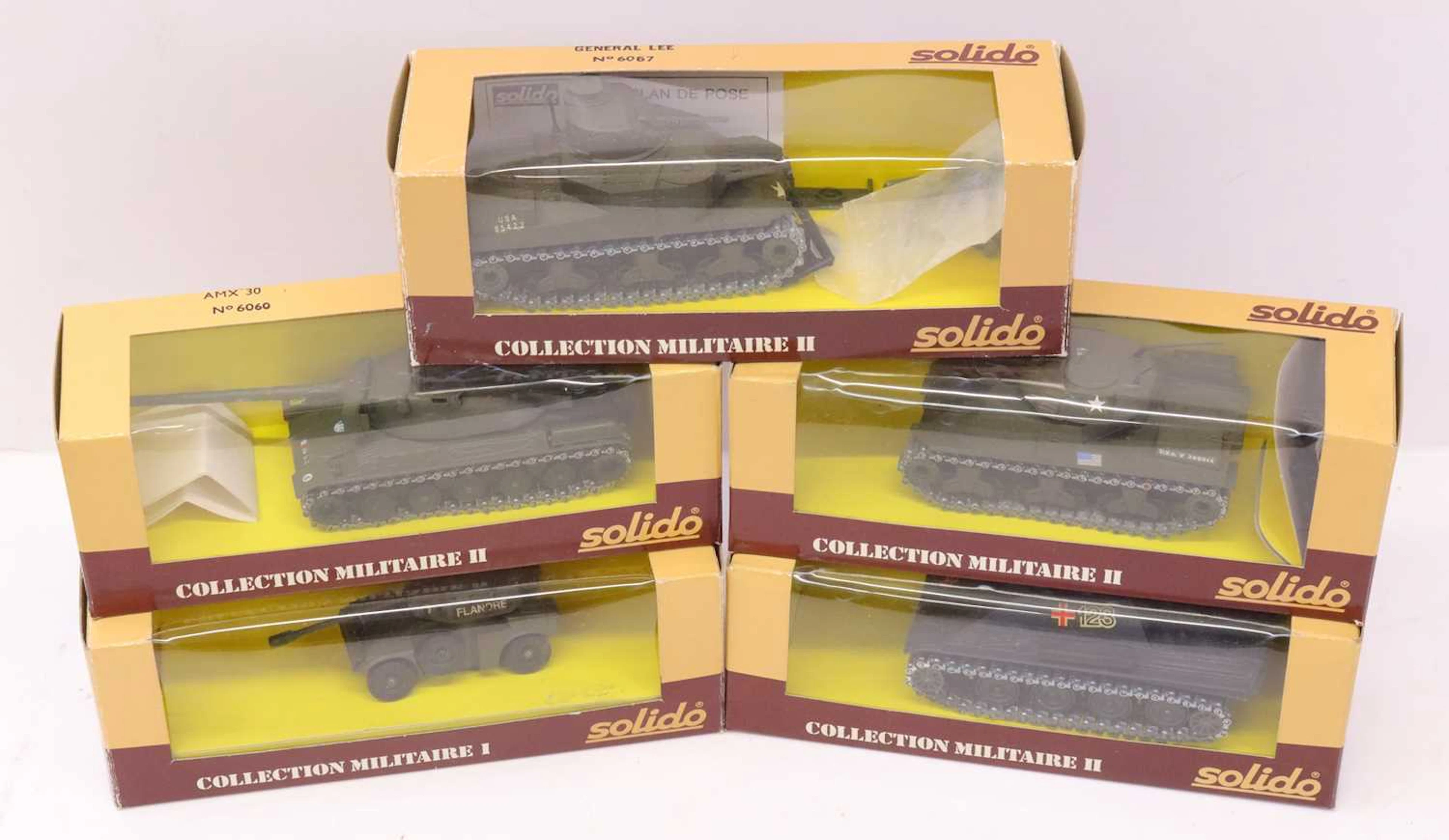 Lot 278 - Solido group of 5 Military Tank diecasts to