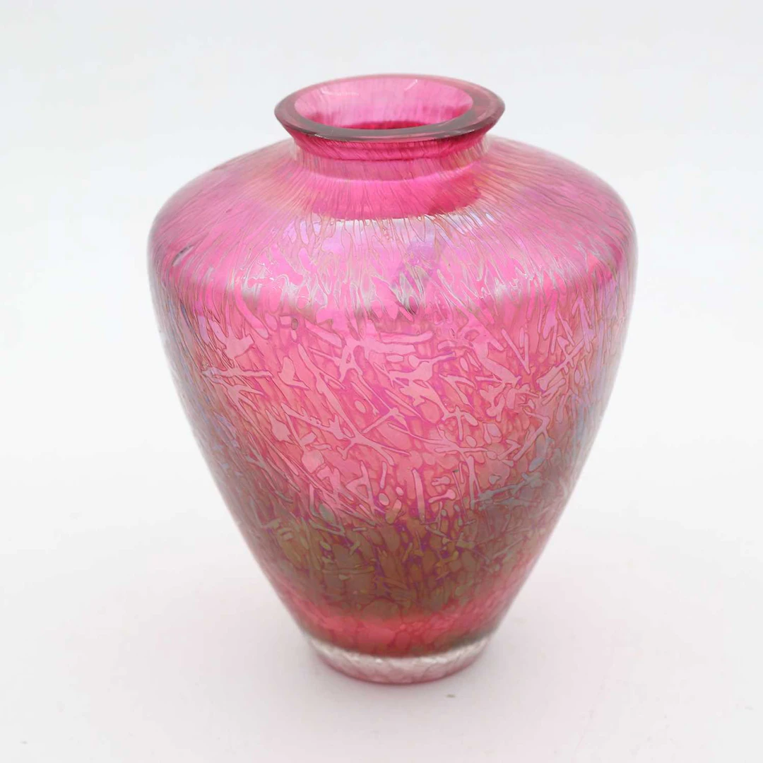 Lot 96 - A Royal Brierley Iridescent ruby glass vase