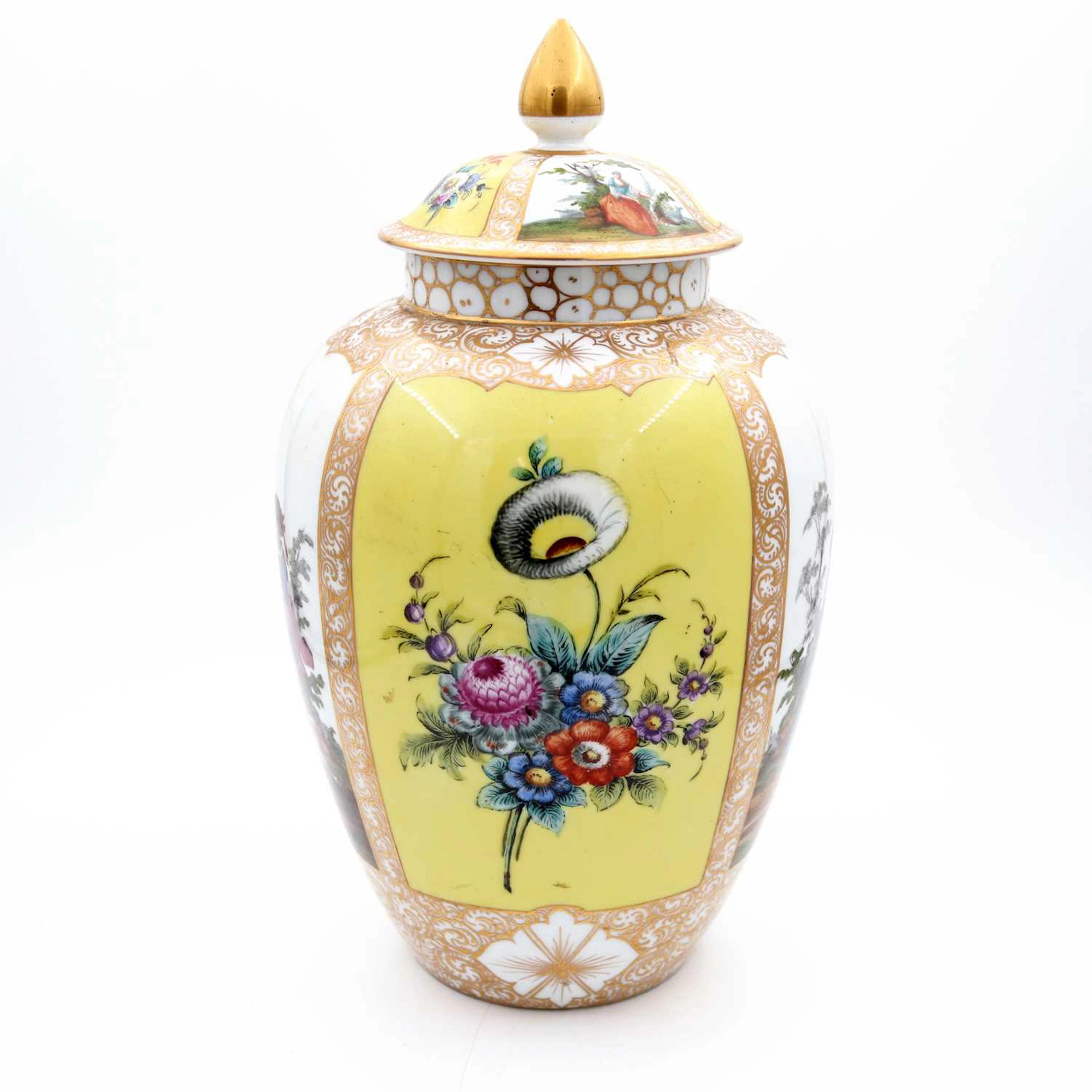 Lot 16 - A German porcelain vase and cover of