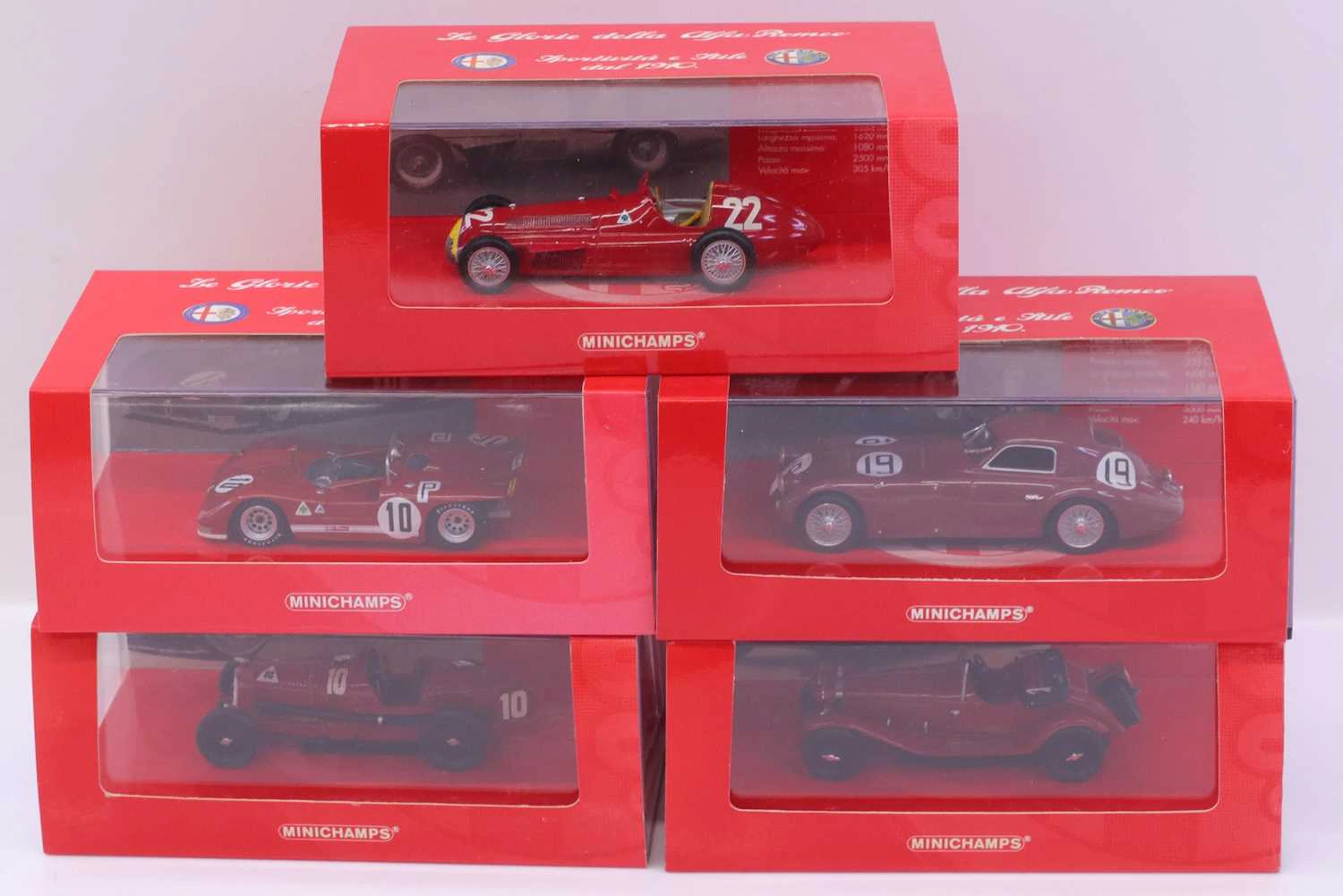 Lot 1937 - Minichamps 1/43 scale group of five Alfa