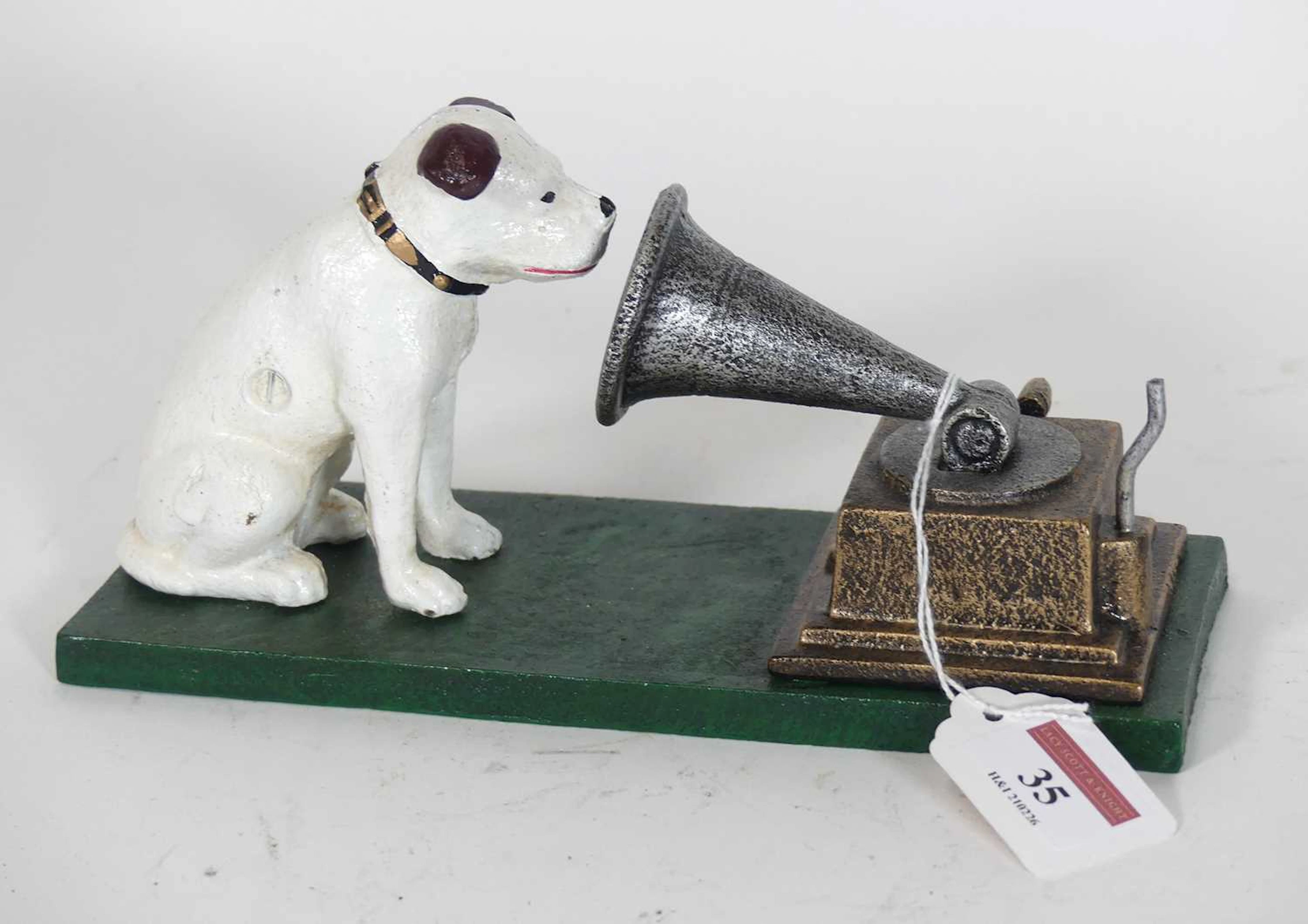 Lot 35 - A reproduction painted cast metal HMV