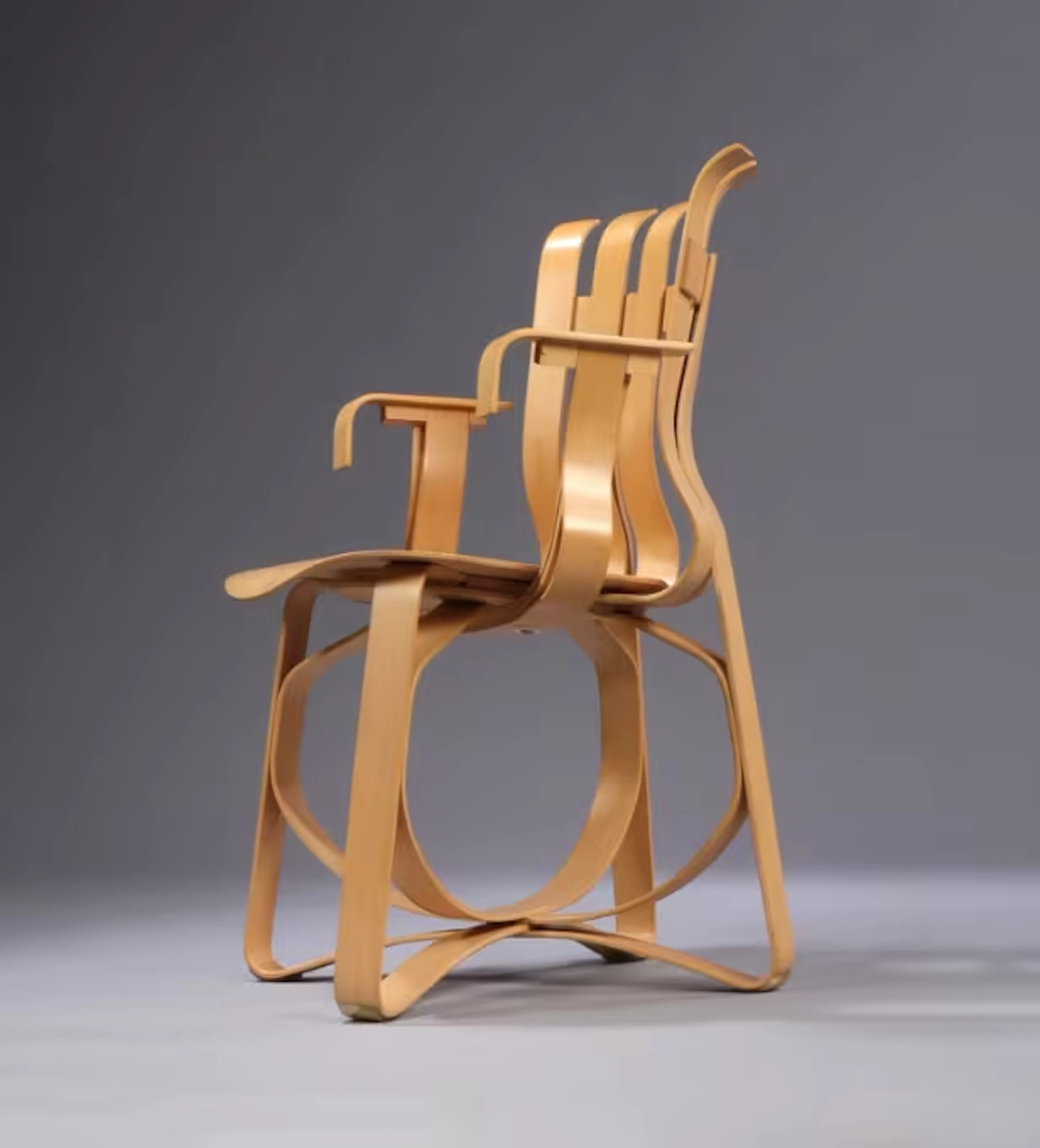 Frank O. Gehry. Chair with armrests, 'Hat Trick Chair', Knoll