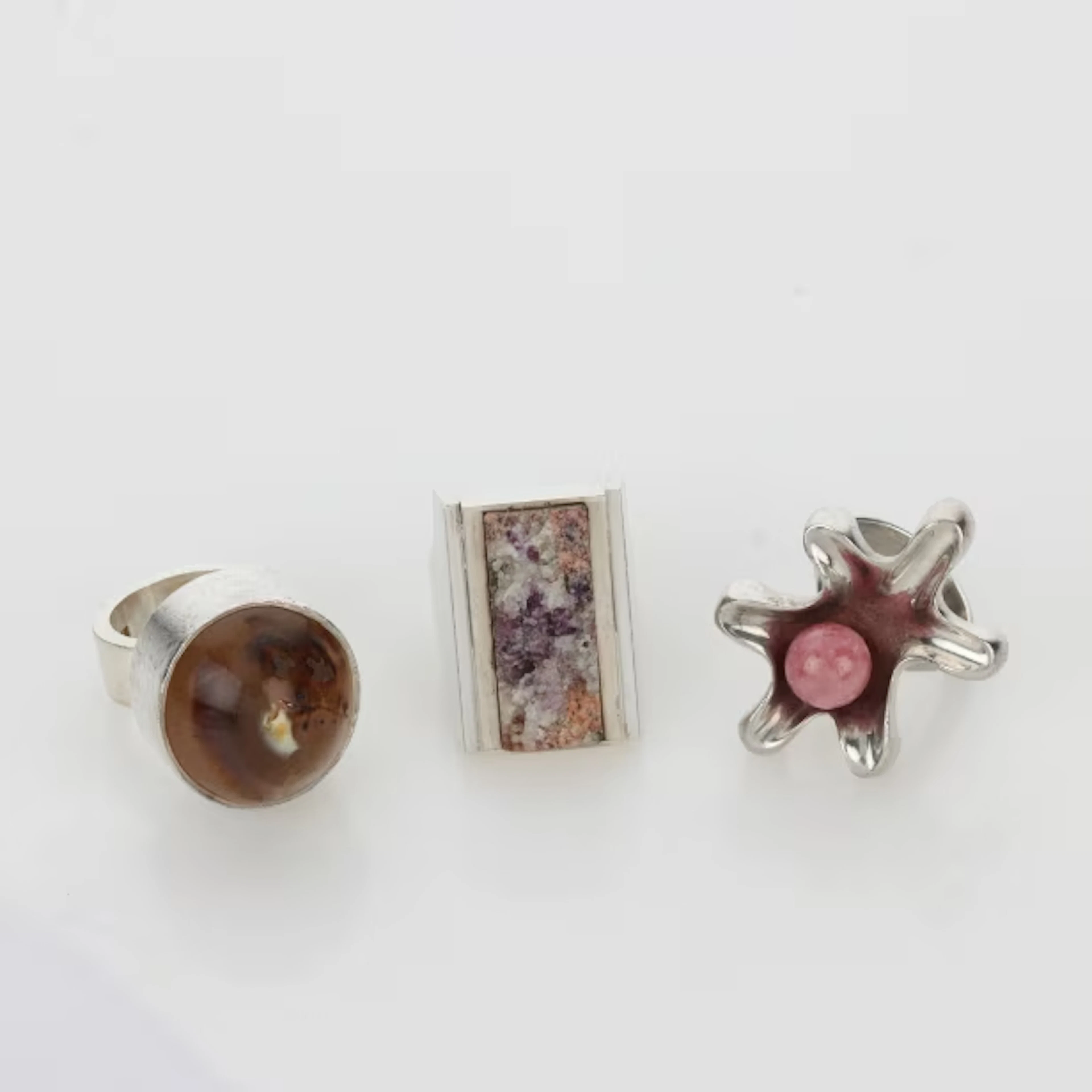 Orla Wichmann etc. Three modern silver rings. Sizes 53, 55, 57
