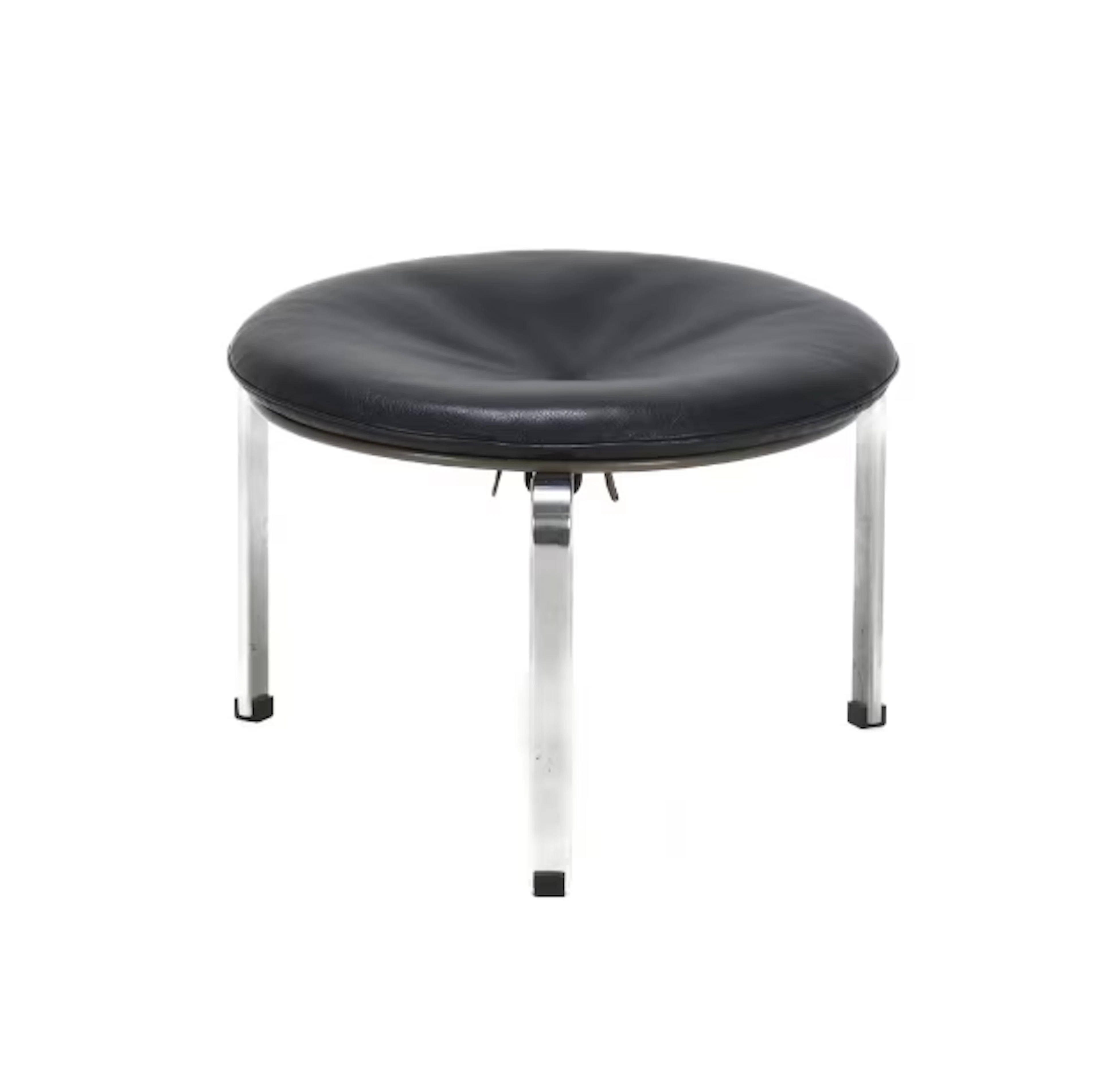 Poul Kjærholm for Fritz Hansen: PK 33 stool with brushed steel frame. 1985.