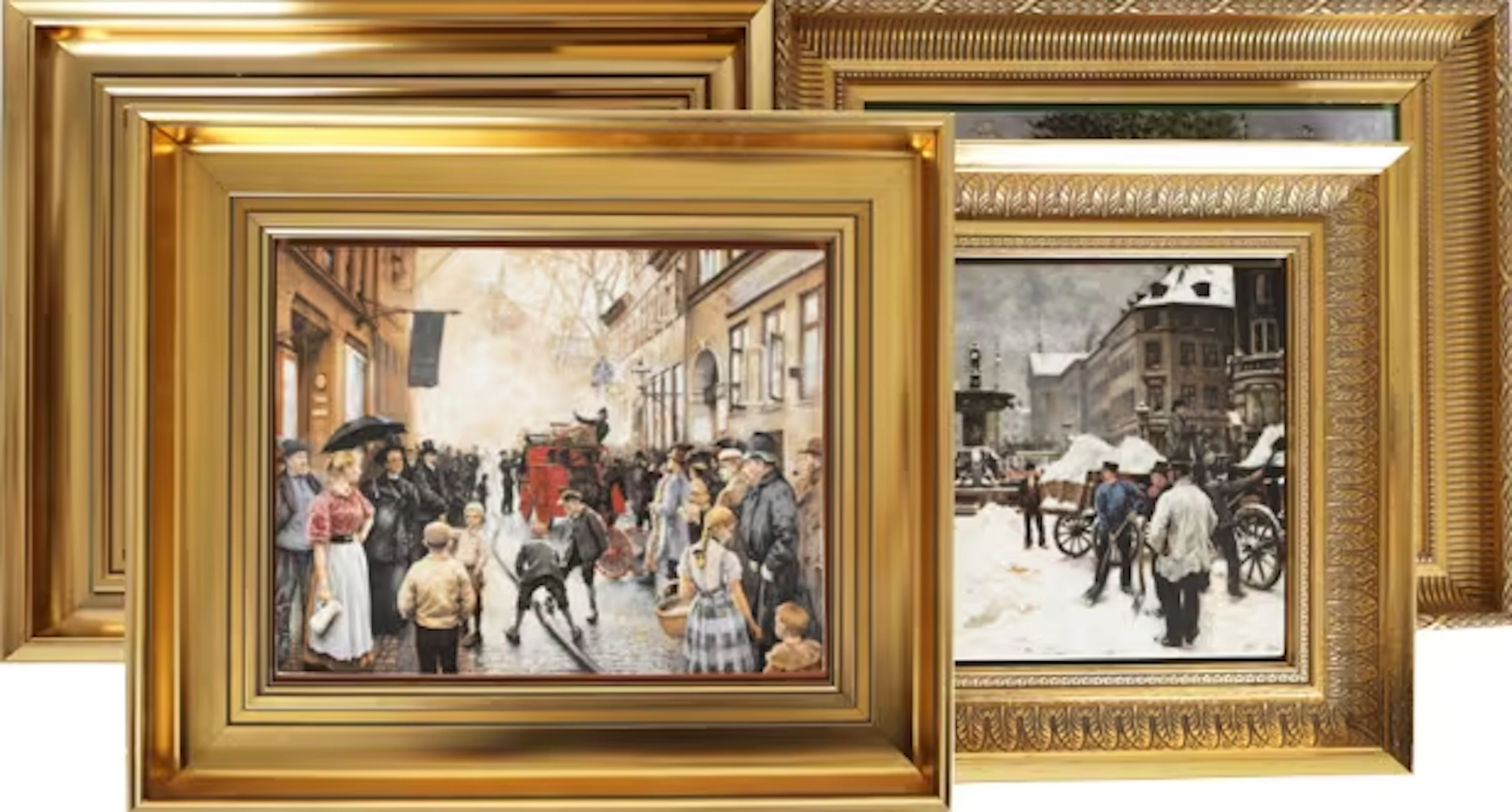 Paul Fischer for Bing & Grondahl. Four 'Copenhagen pictures' of porcelain