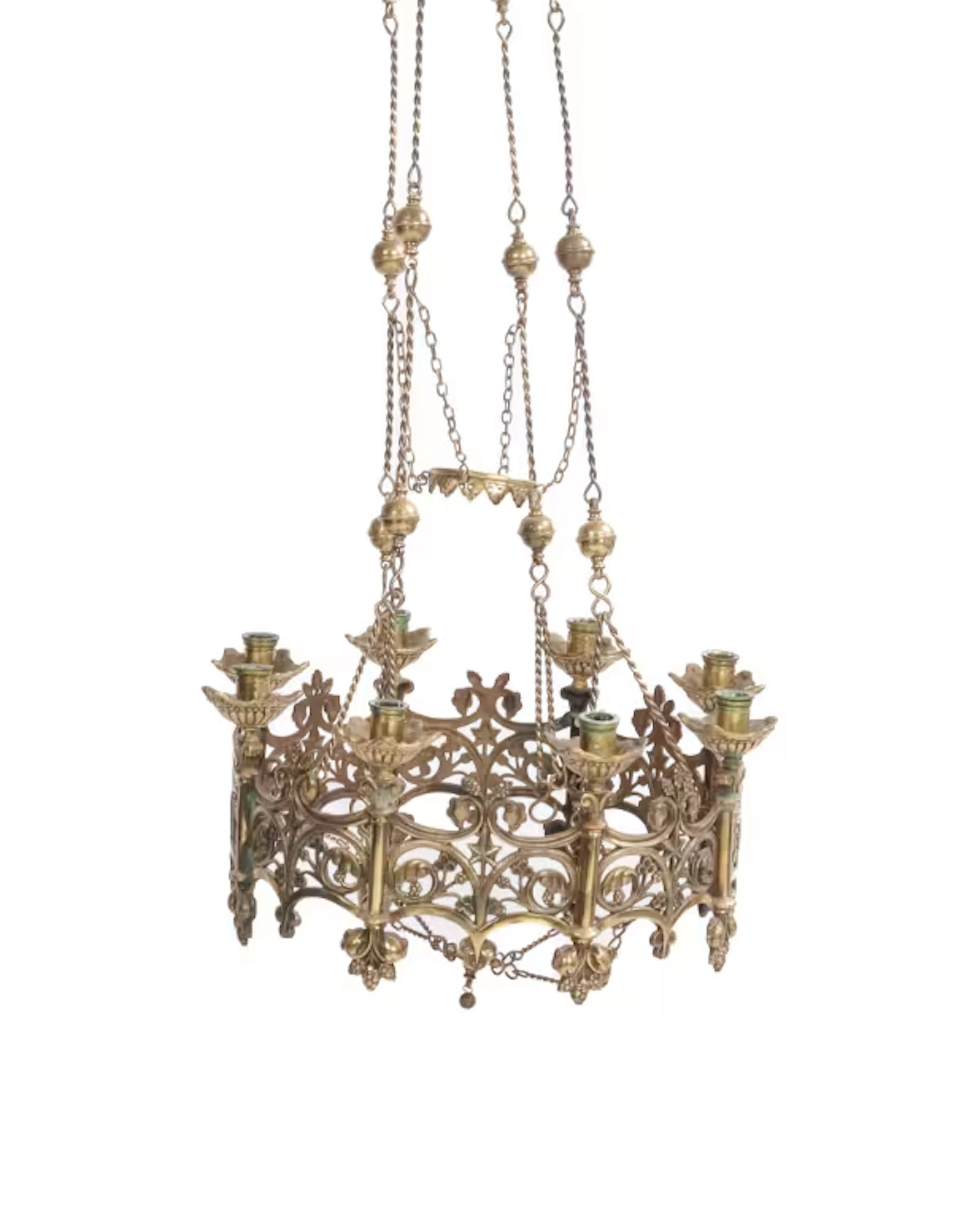 Neo-Gothic bronze chandelier