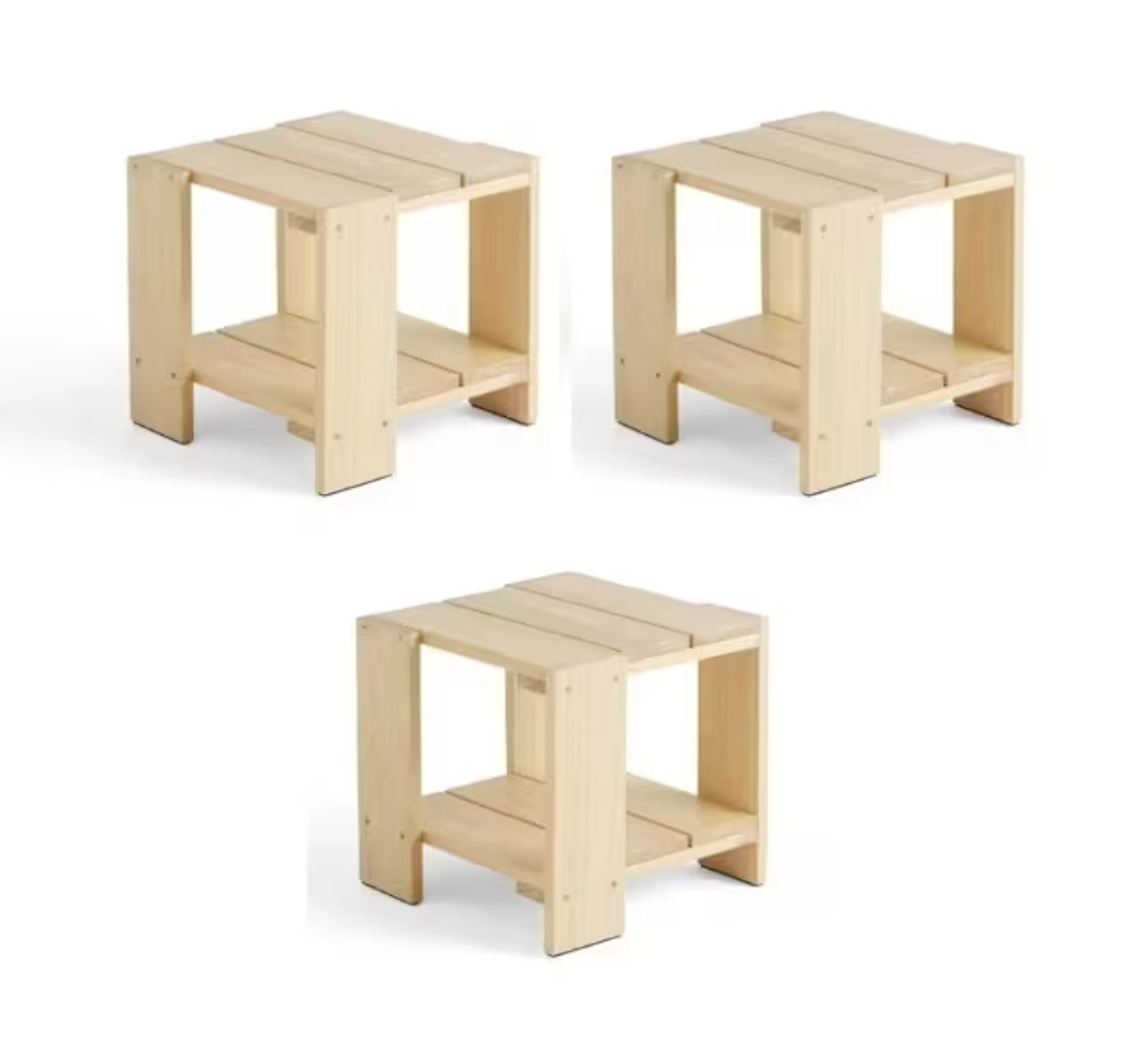 Gerrit Rietveld for HAY. Three outdoor side tables, L 49.5 cm, Crate