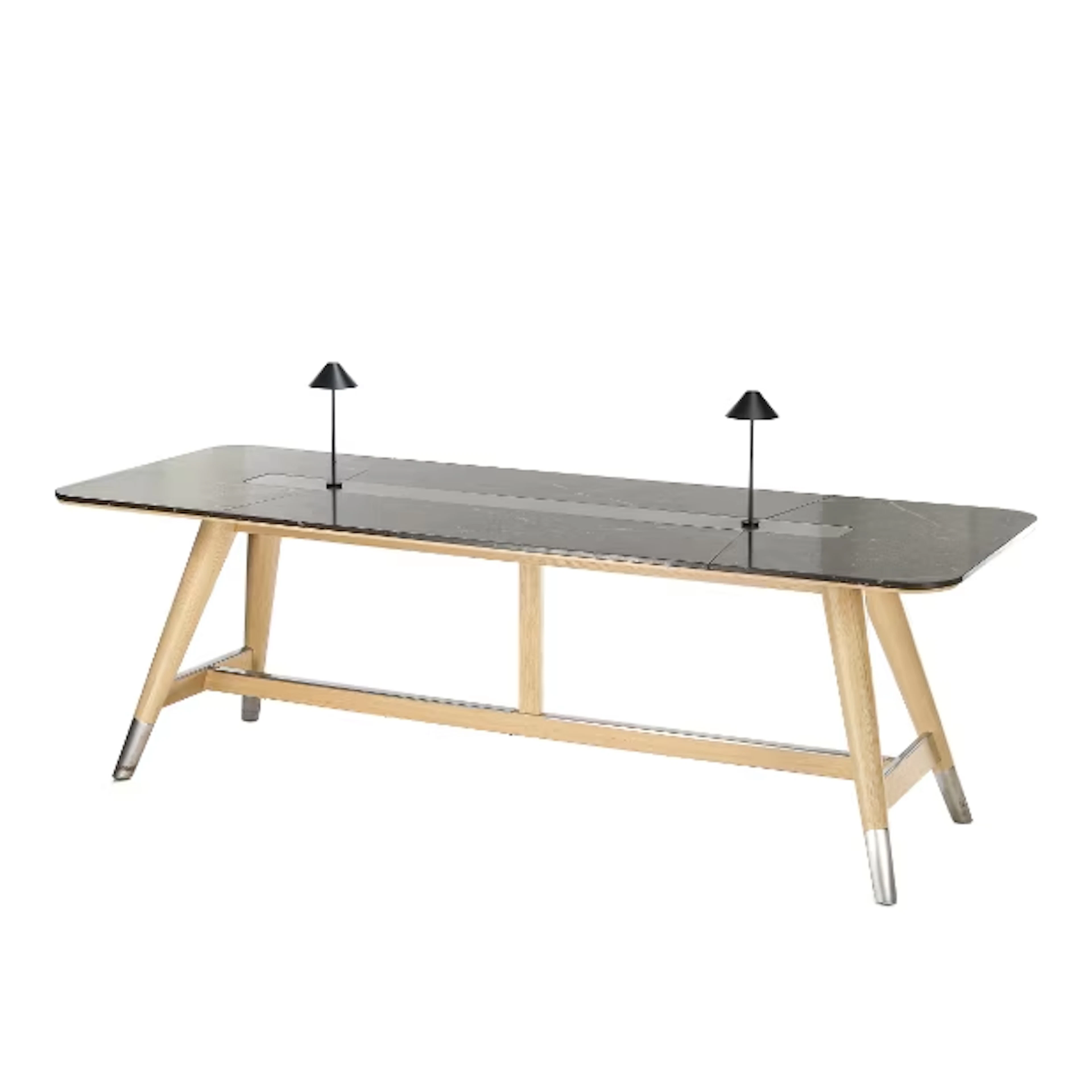Oak high table with marble top