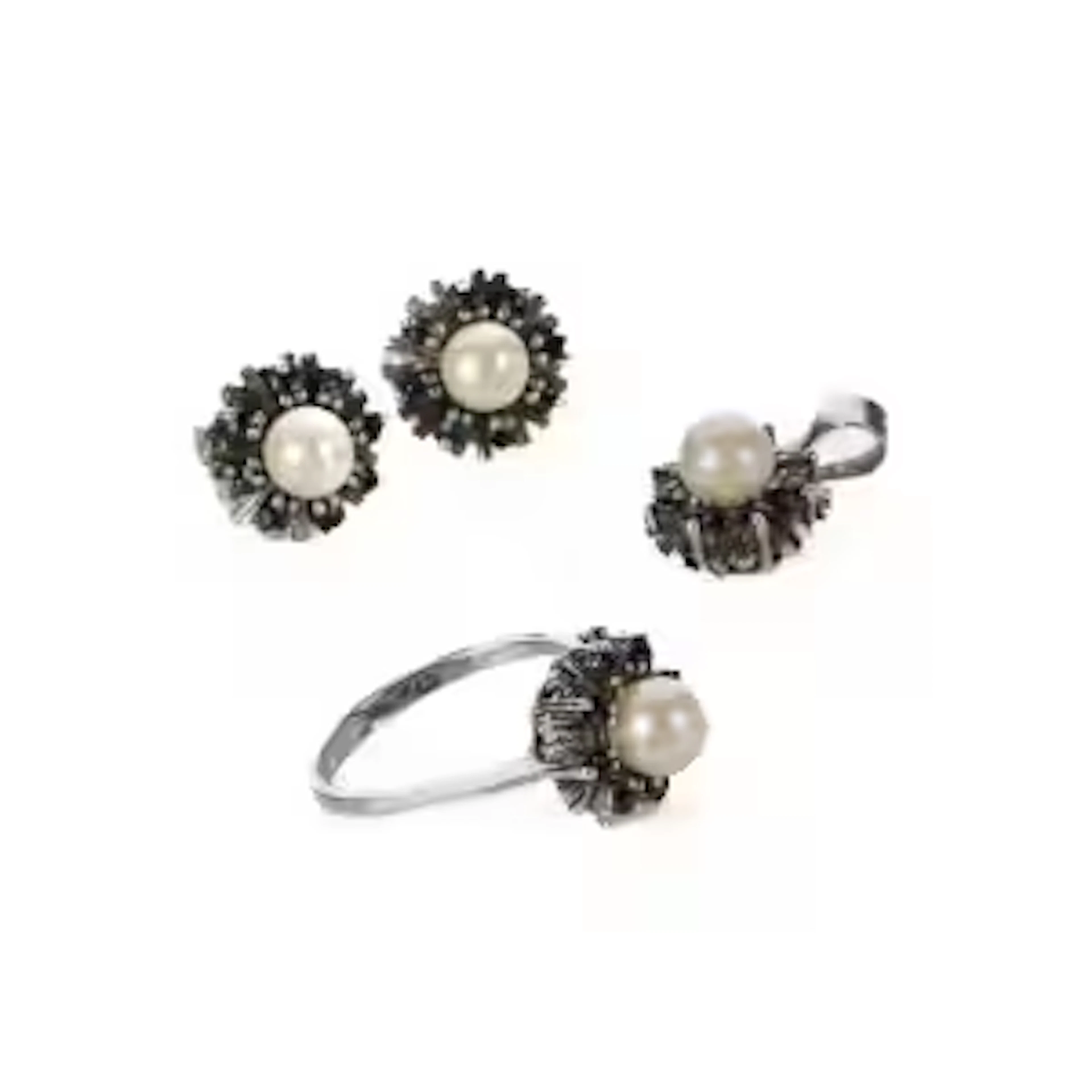 Jørgen Logan Sørensen. Vintage sterling silver jewelry set with saltwater