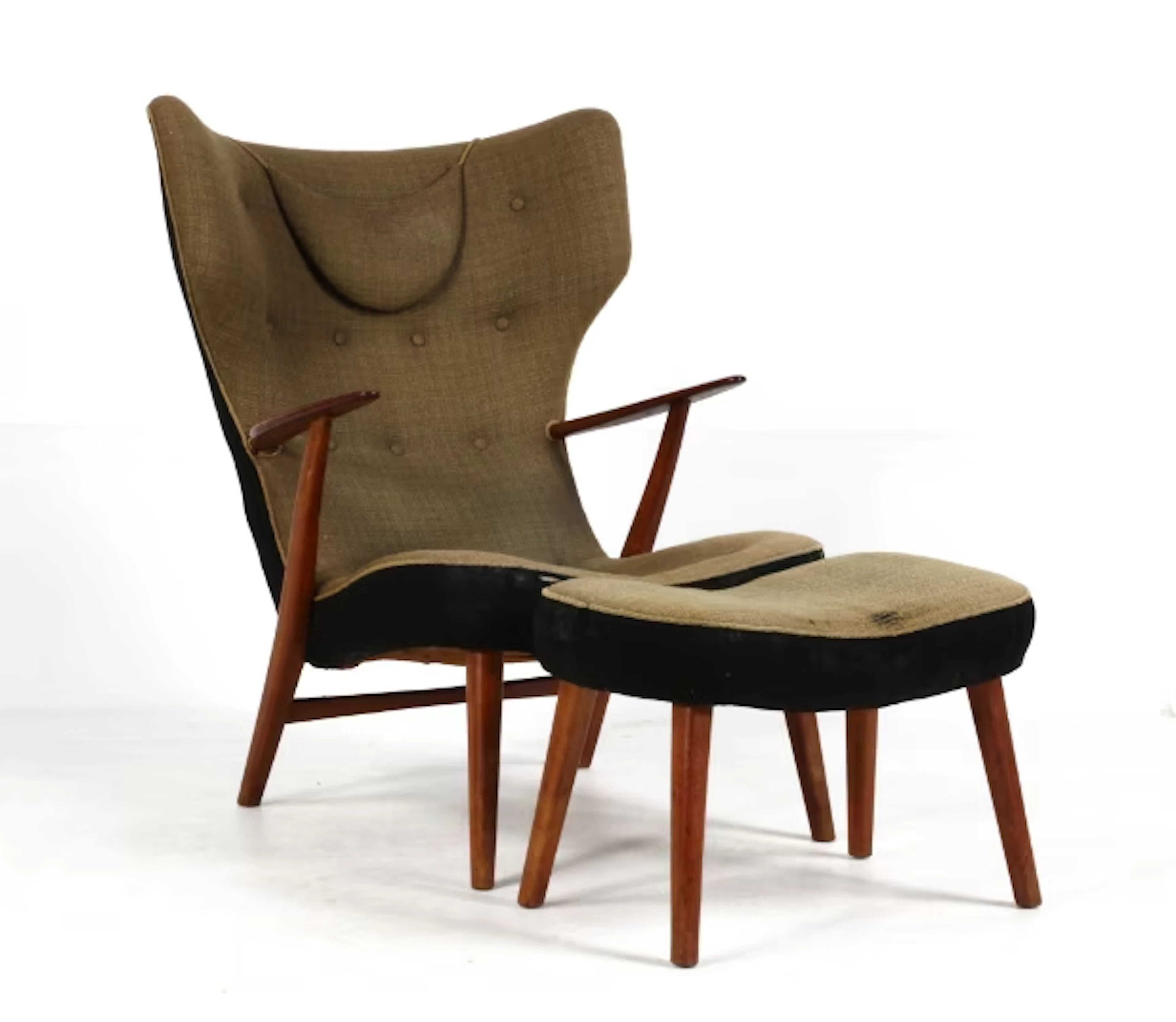 Madsen & Schubell, attributed. Armchair and stool, 1950s (2)