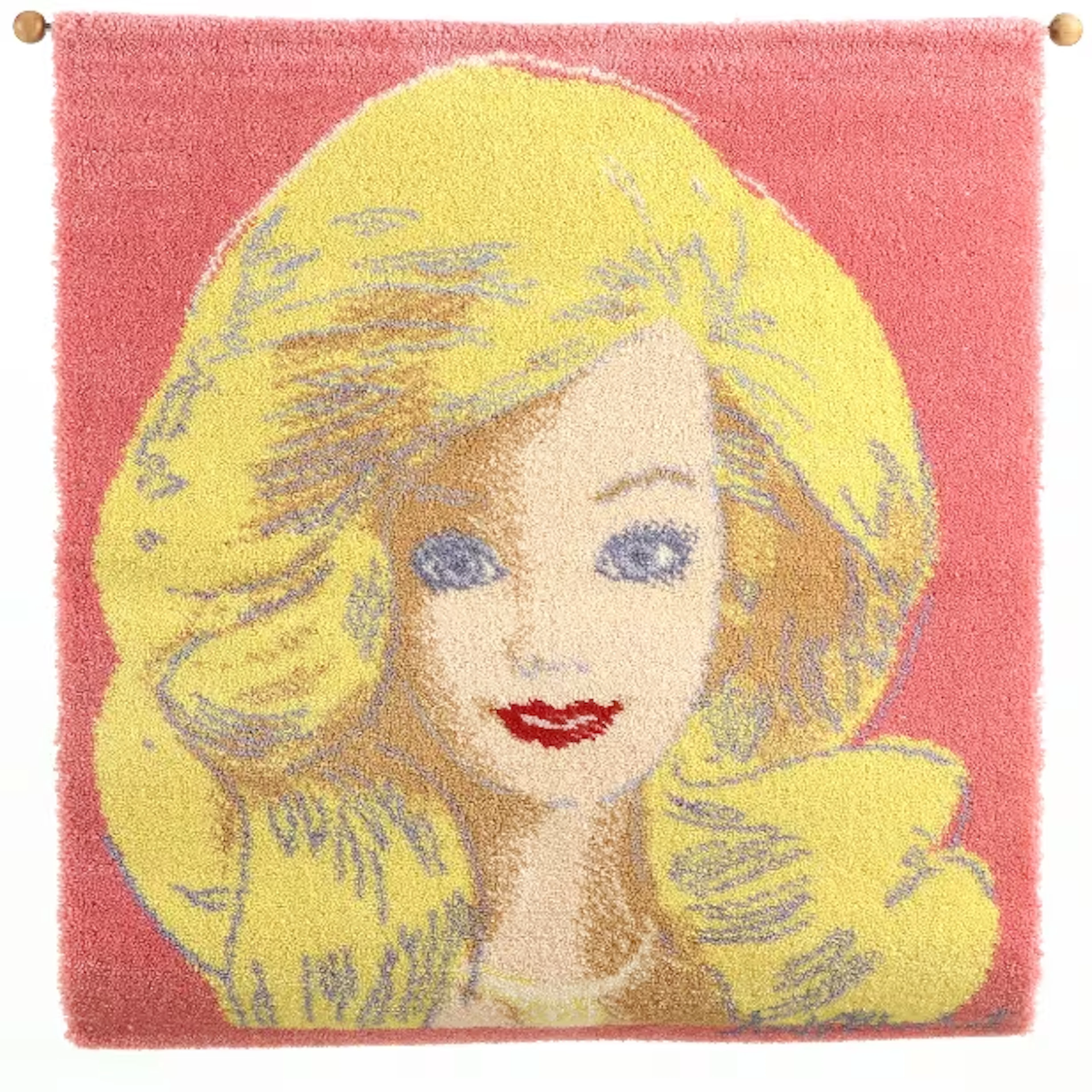 Oak rugs / Andy Warhol. Art rug with Barbie w/ certificate, 80 x 85 cm.