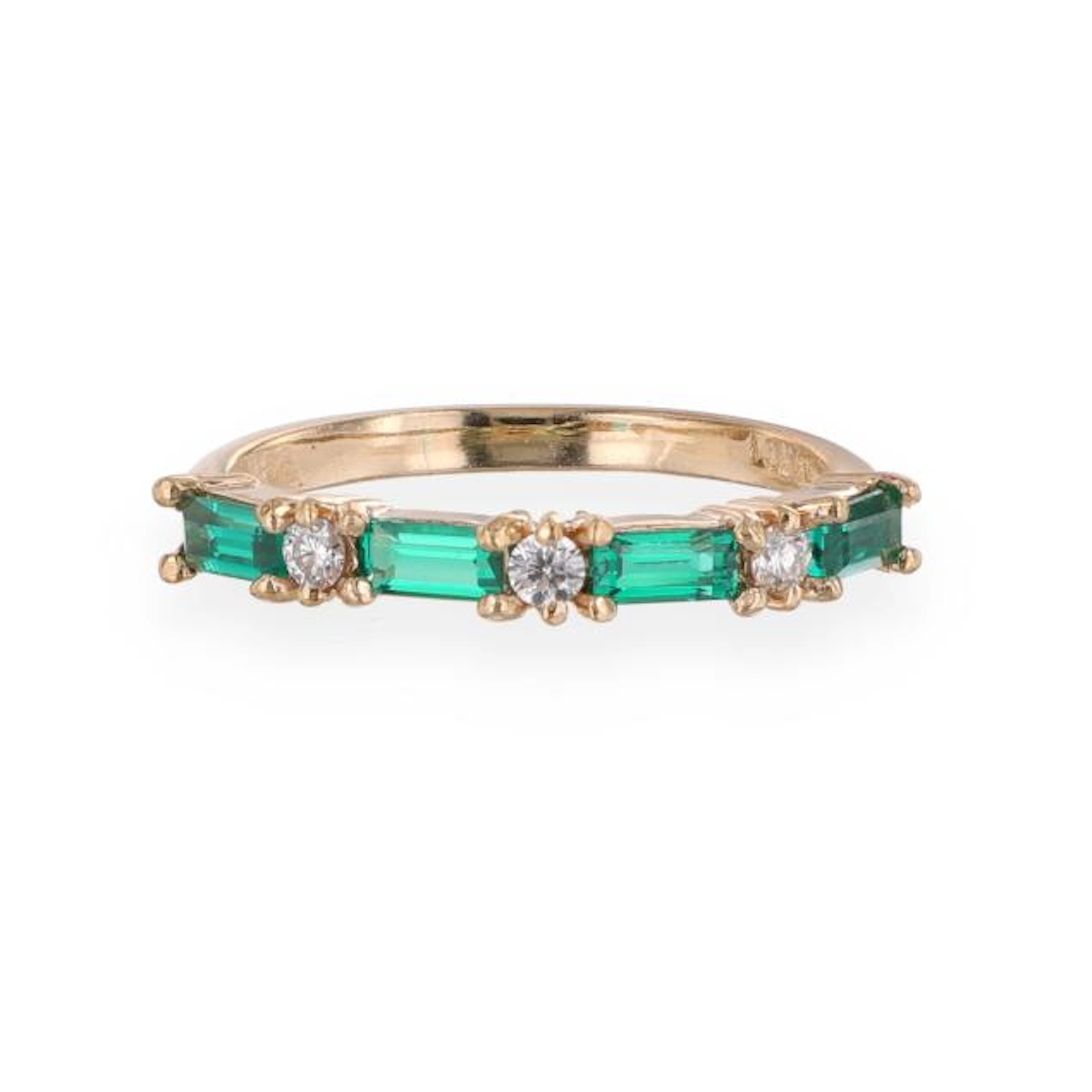 Gold, Diamond, and Synthetic Emerald Band