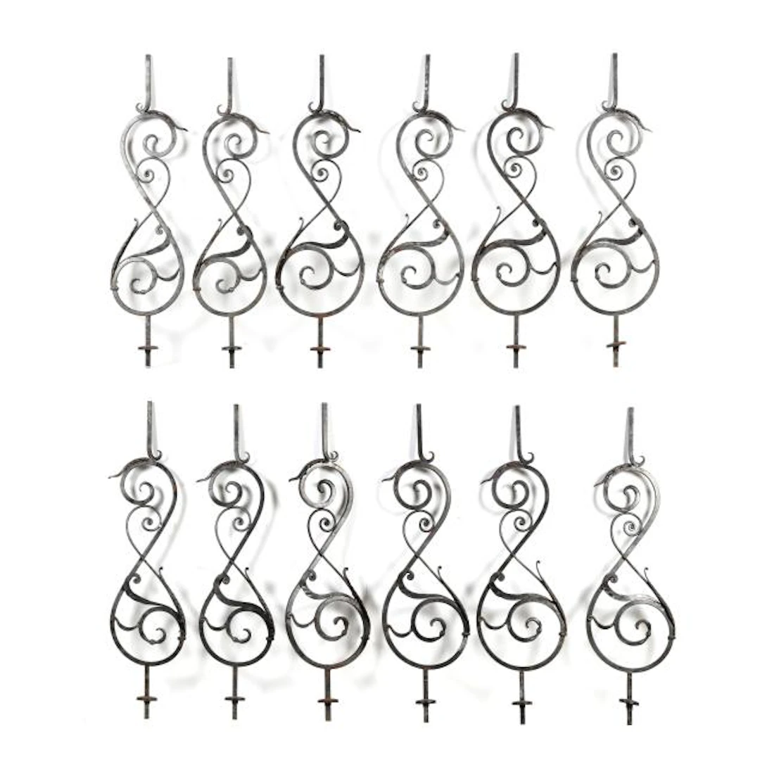 Set of Twelve Wrought Iron Architectural Posts