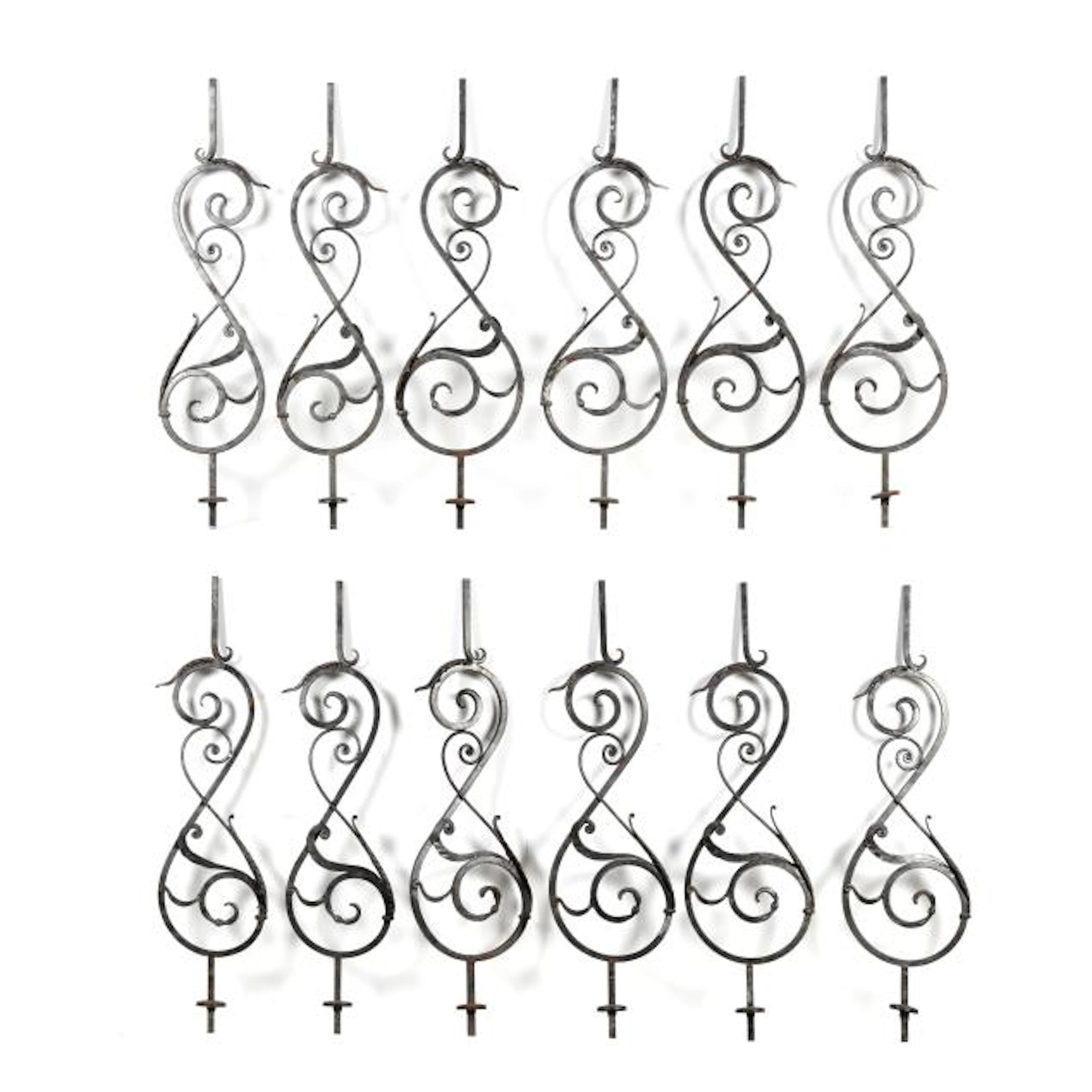 Set of Twelve Wrought Iron Architectural Posts