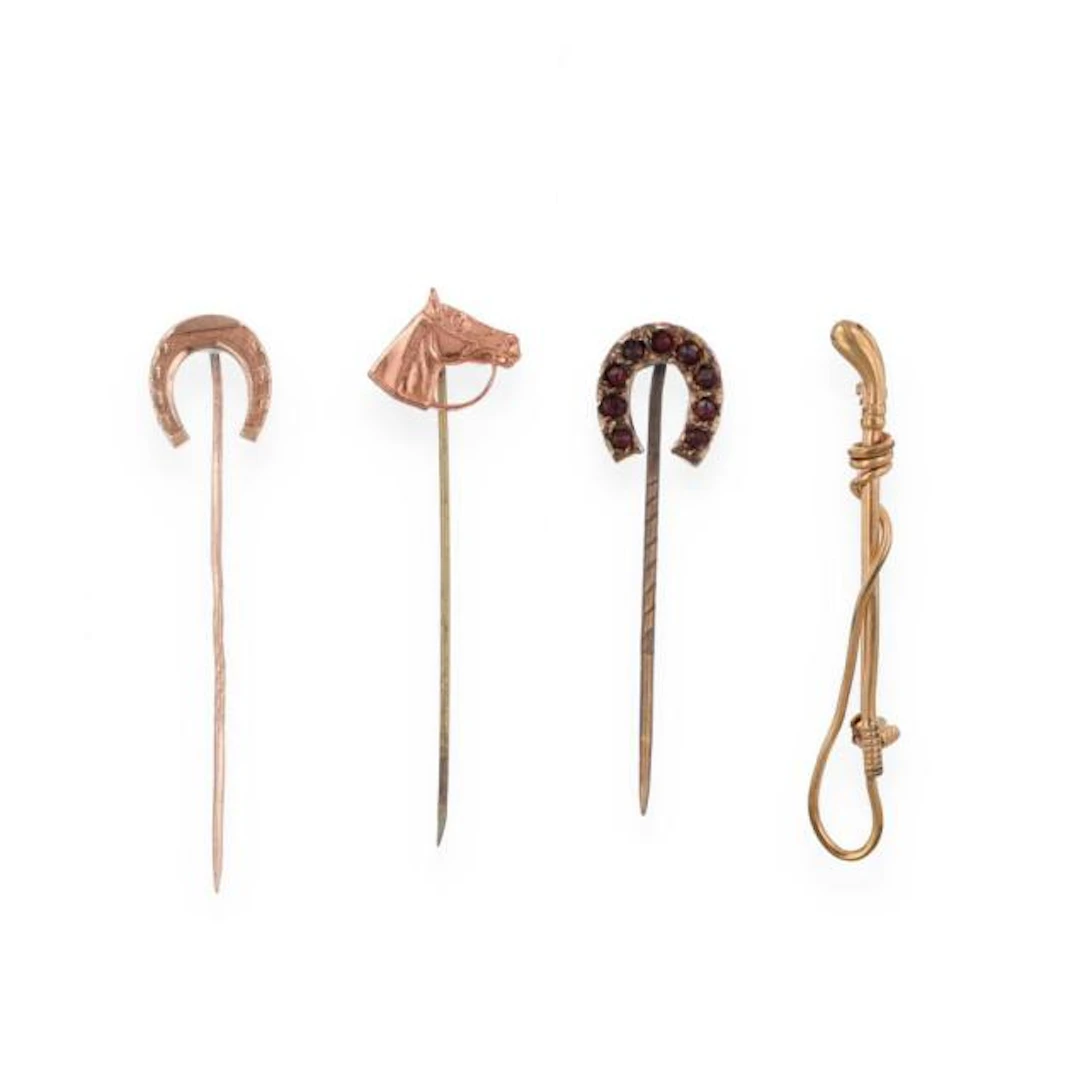 Four Vintage Equestrian Motif Stick Pins
